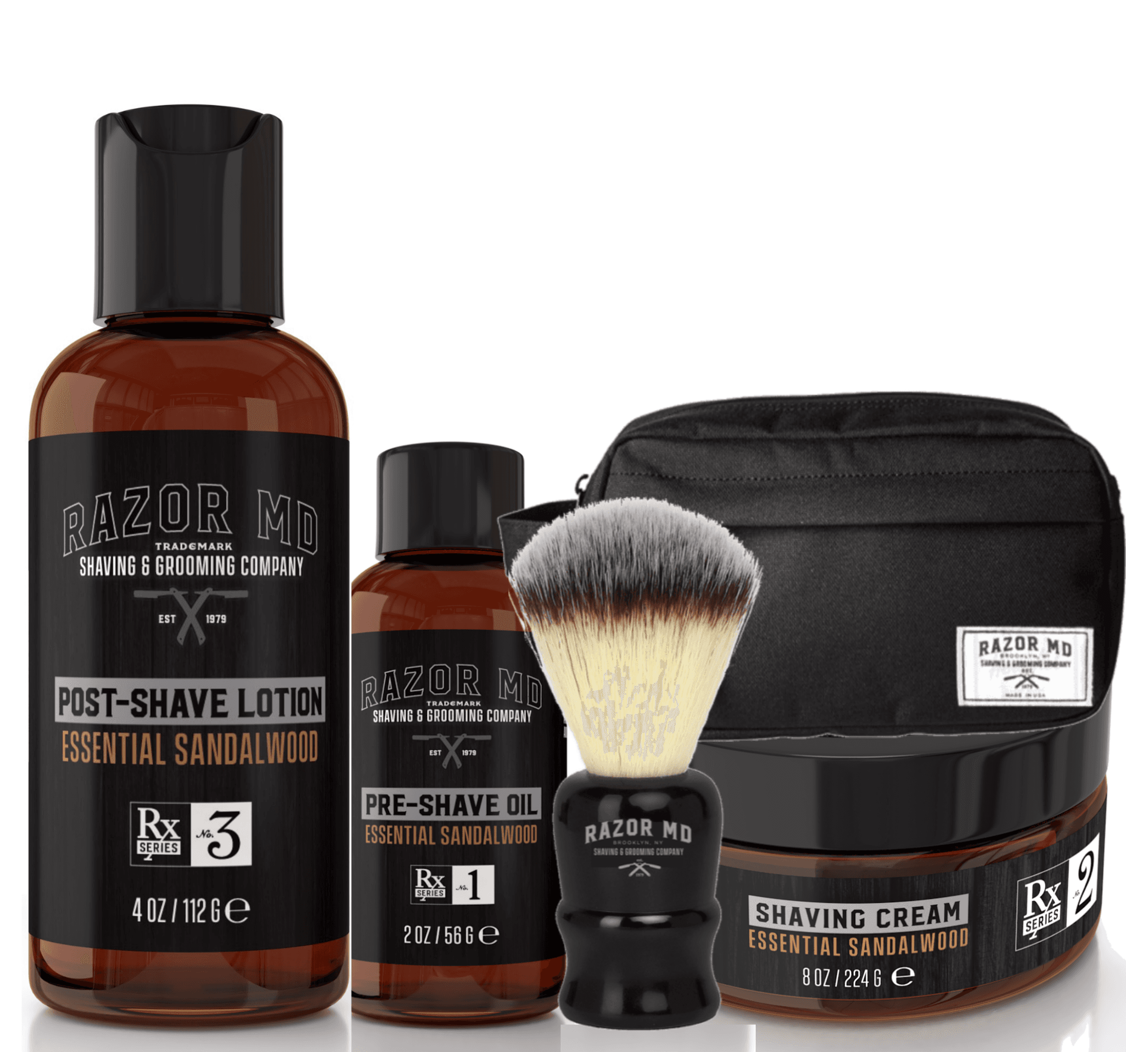 Sandalwood Shaving Bundle and Gift Set with Dopp Bag