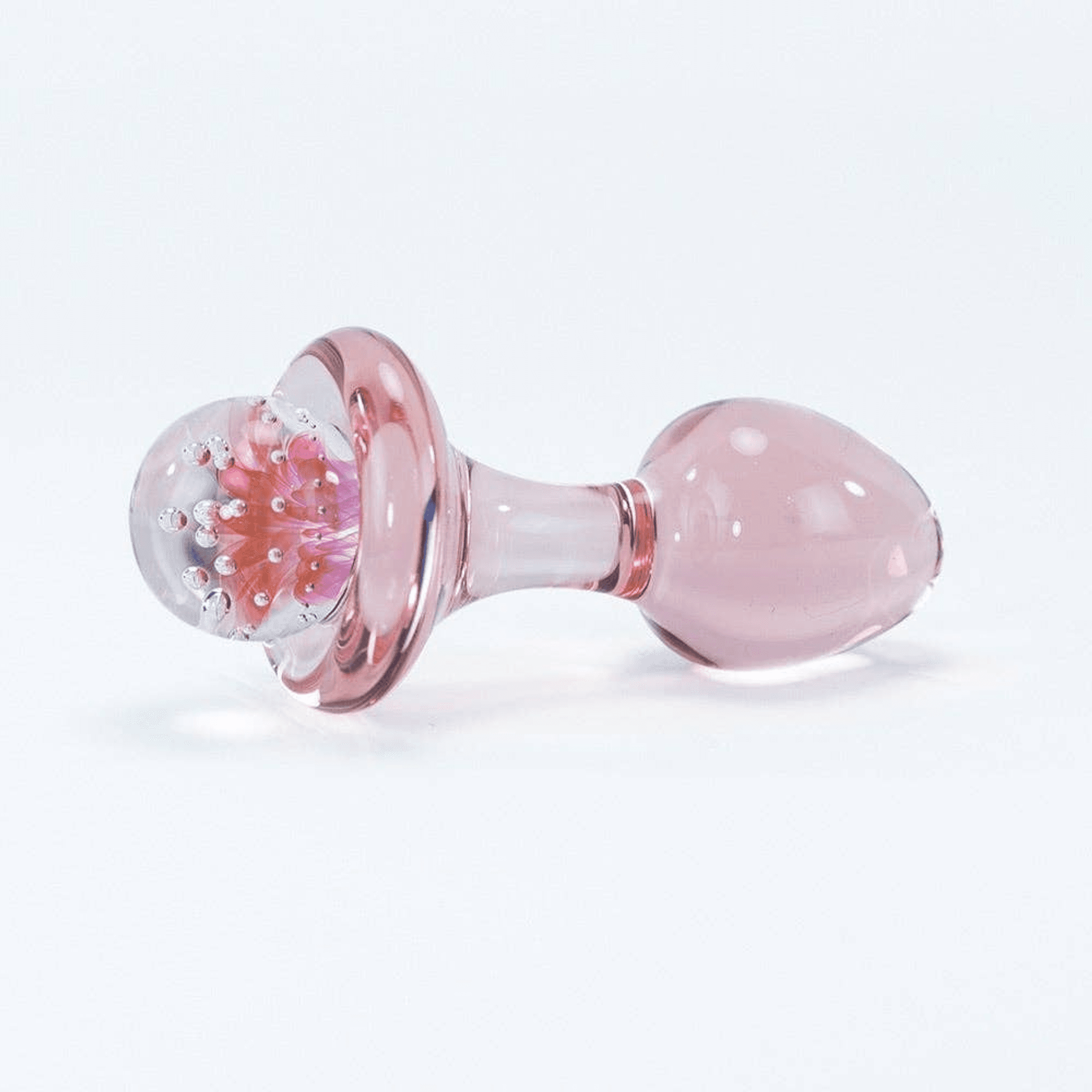 Crystal Delights Pink Flower Glass Anal Plug