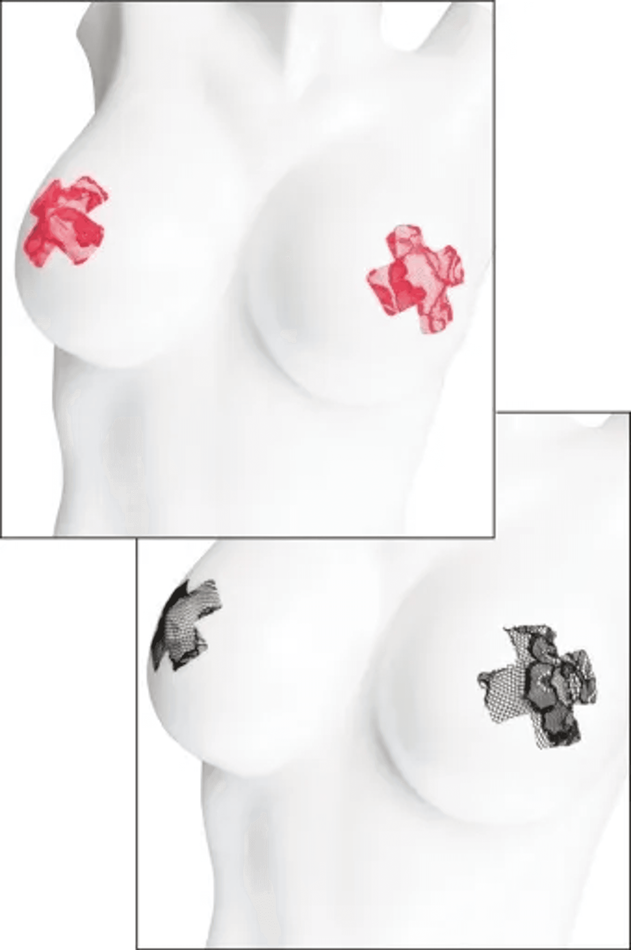 Coquette Lace Cross Pasties Set | Red & Black