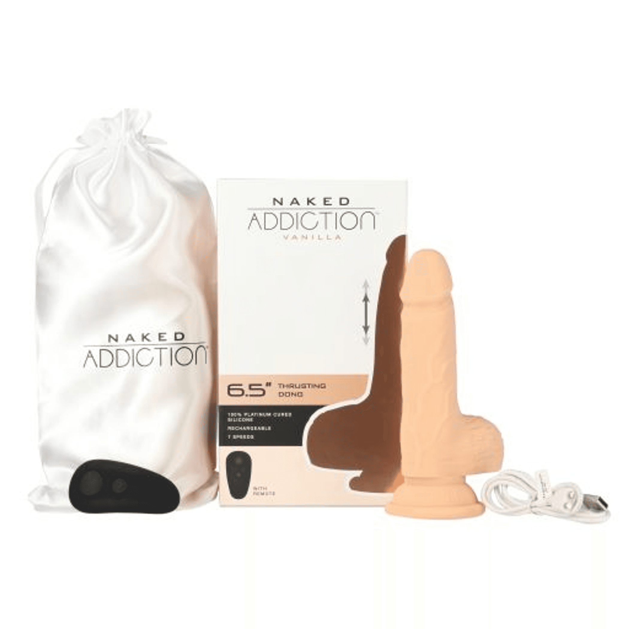Naked Addiction 6.5 Inch Vanilla Thrusting Dong with Remote