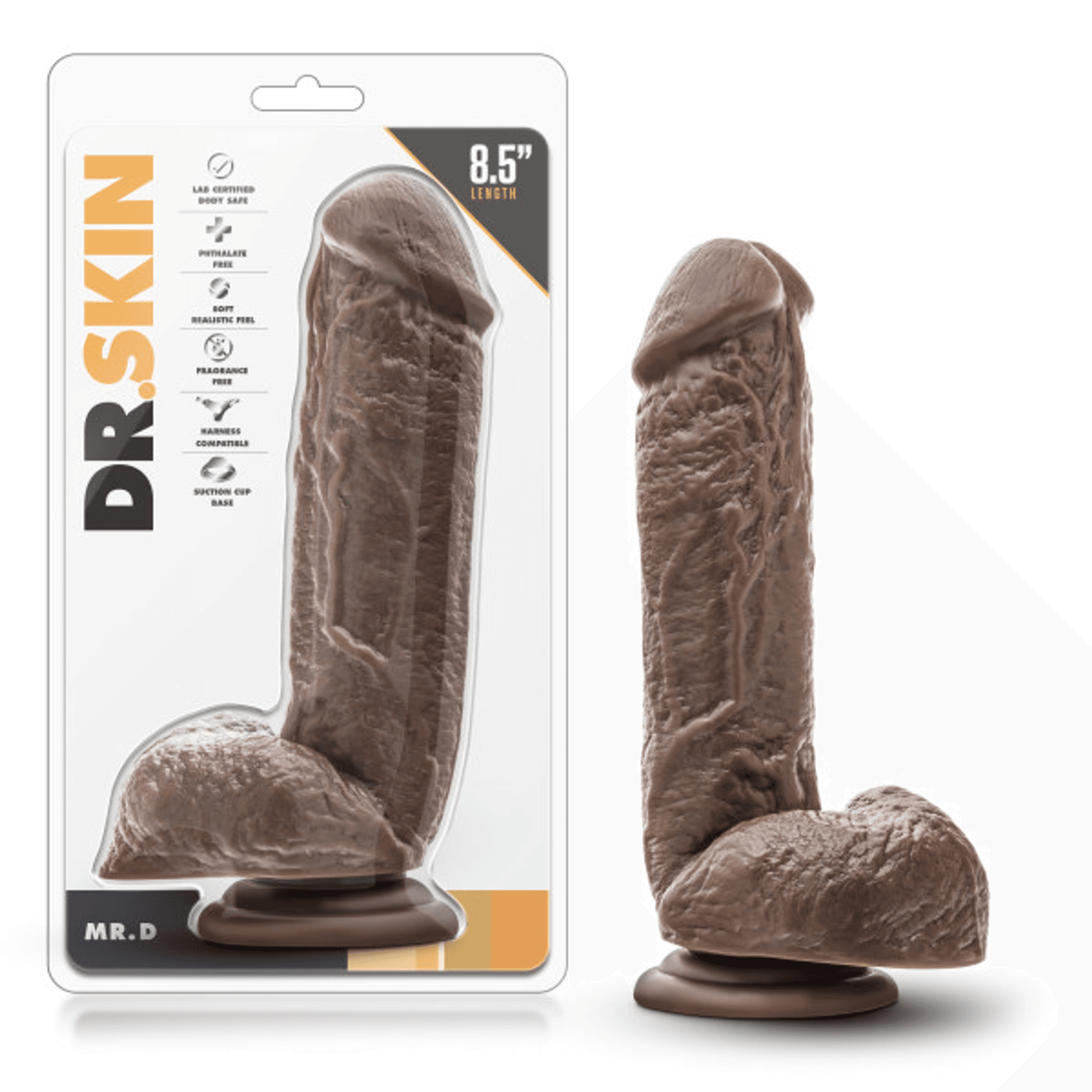 Mr. D 8.5 Inch Dildo with Suction Cup Chocolate