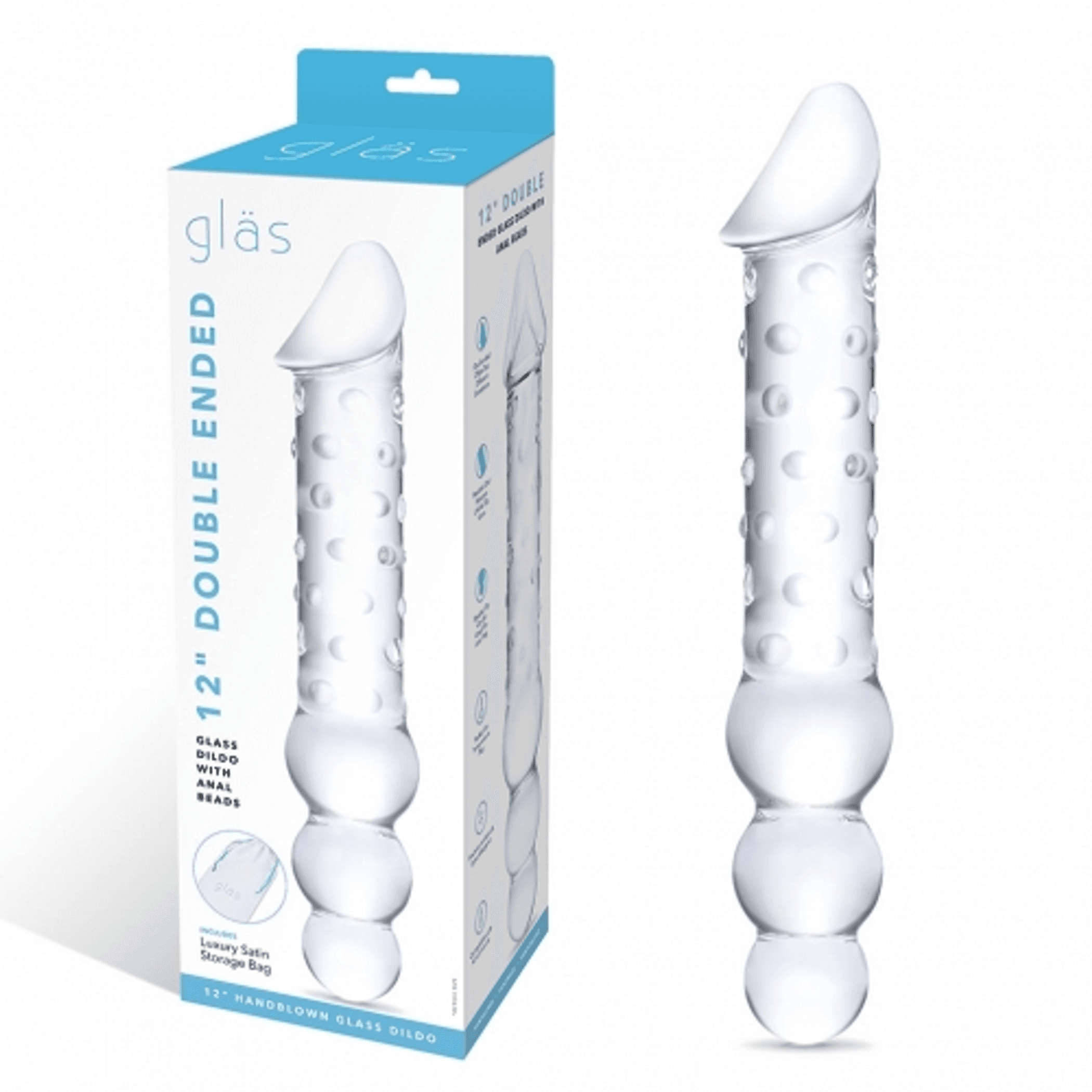 Glas 12-Inch Double-Ended Dildo with Anal Beads