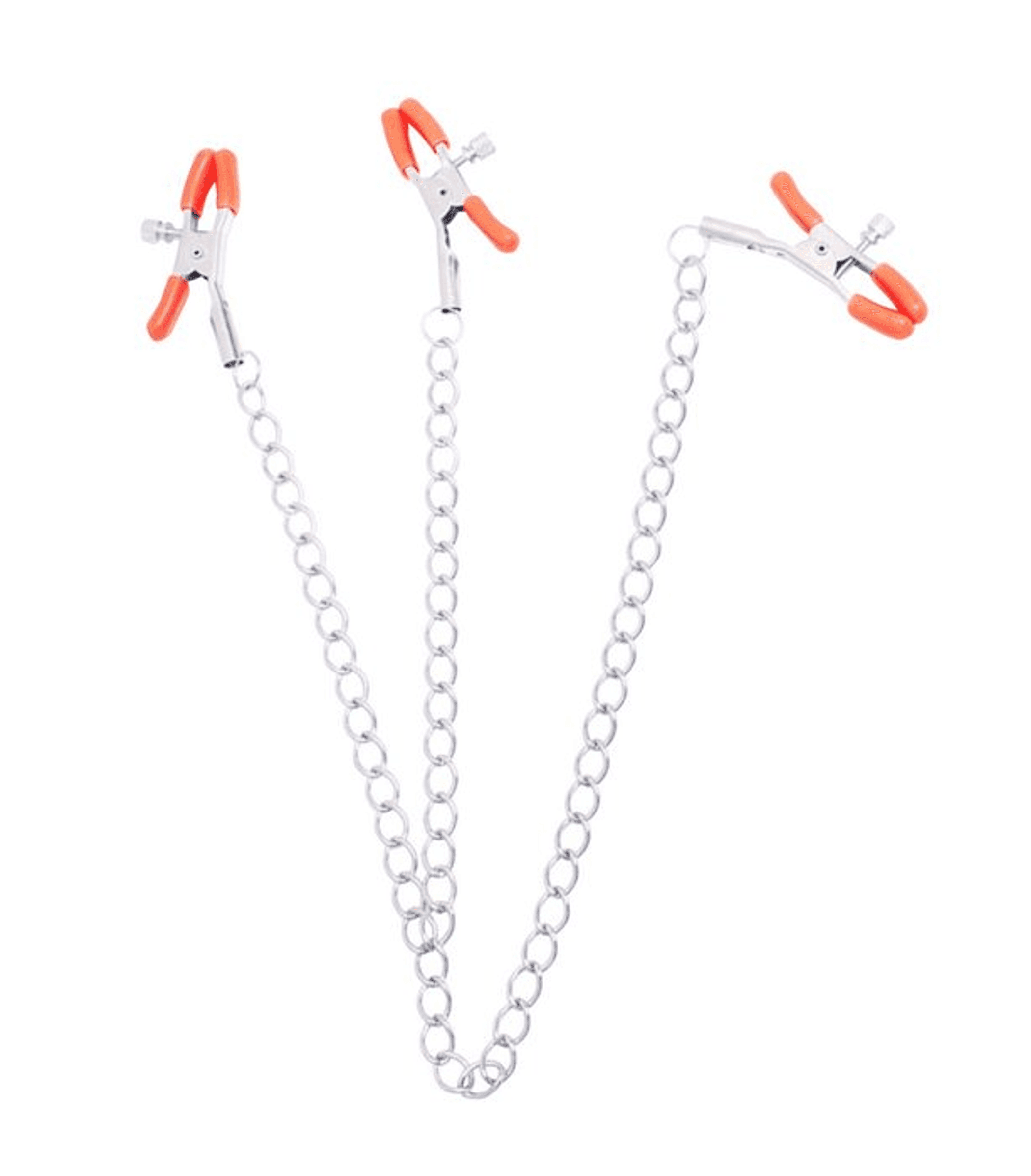 9's Orange Is The New Black Triple Your Pleasure Clamps & Chain – Nipple Play Set