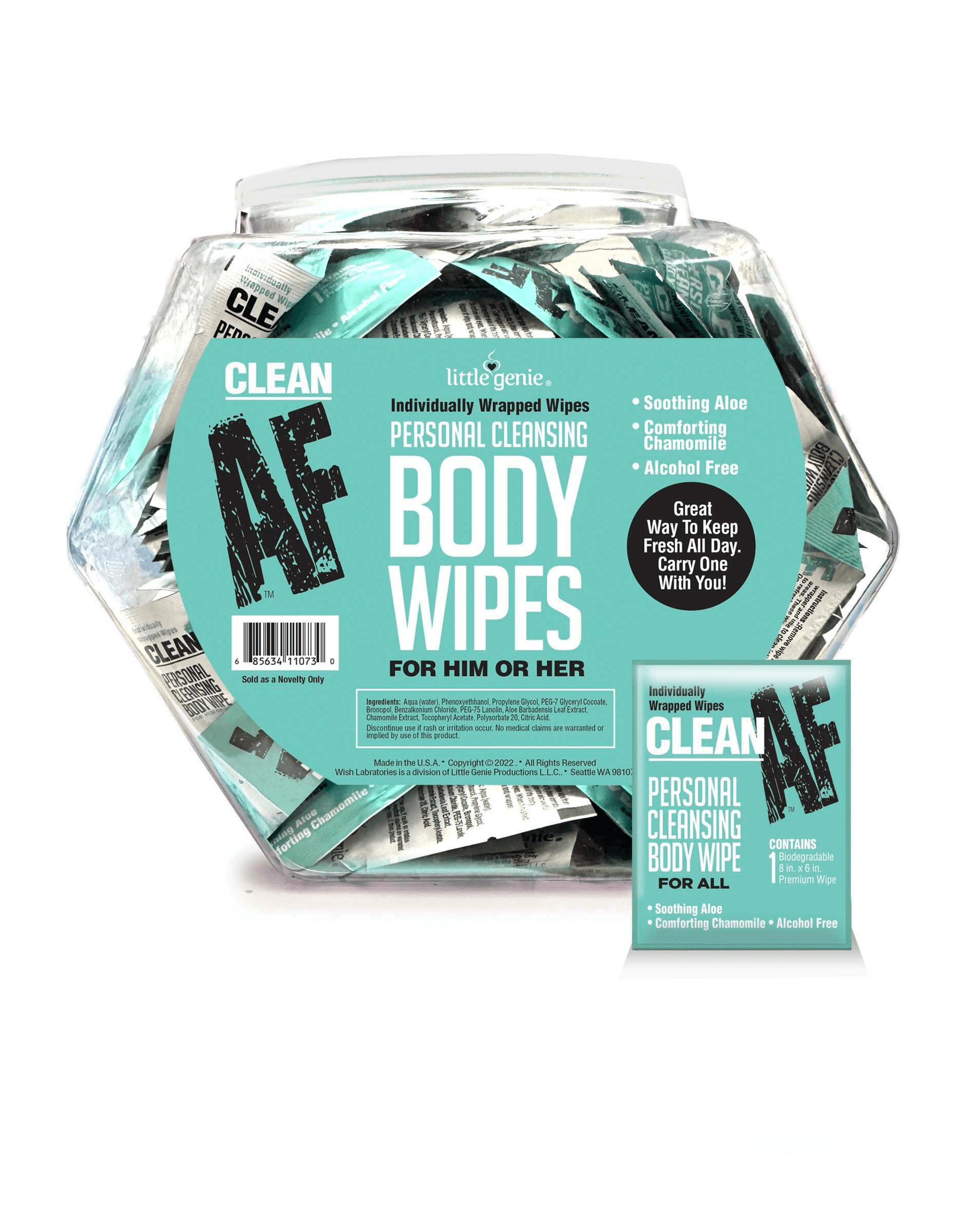 Clean AF Fishbowl Individual Body Wipes, 96-Piece