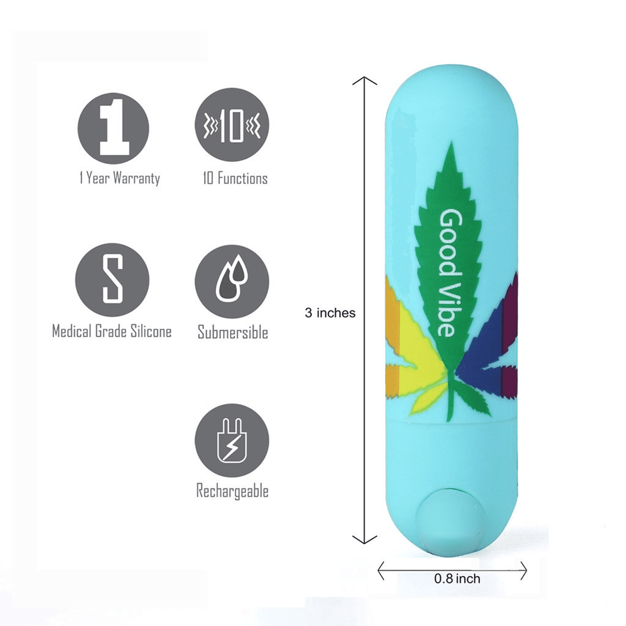Jessi 420 10-Function Rechargeable Bullet – Teal