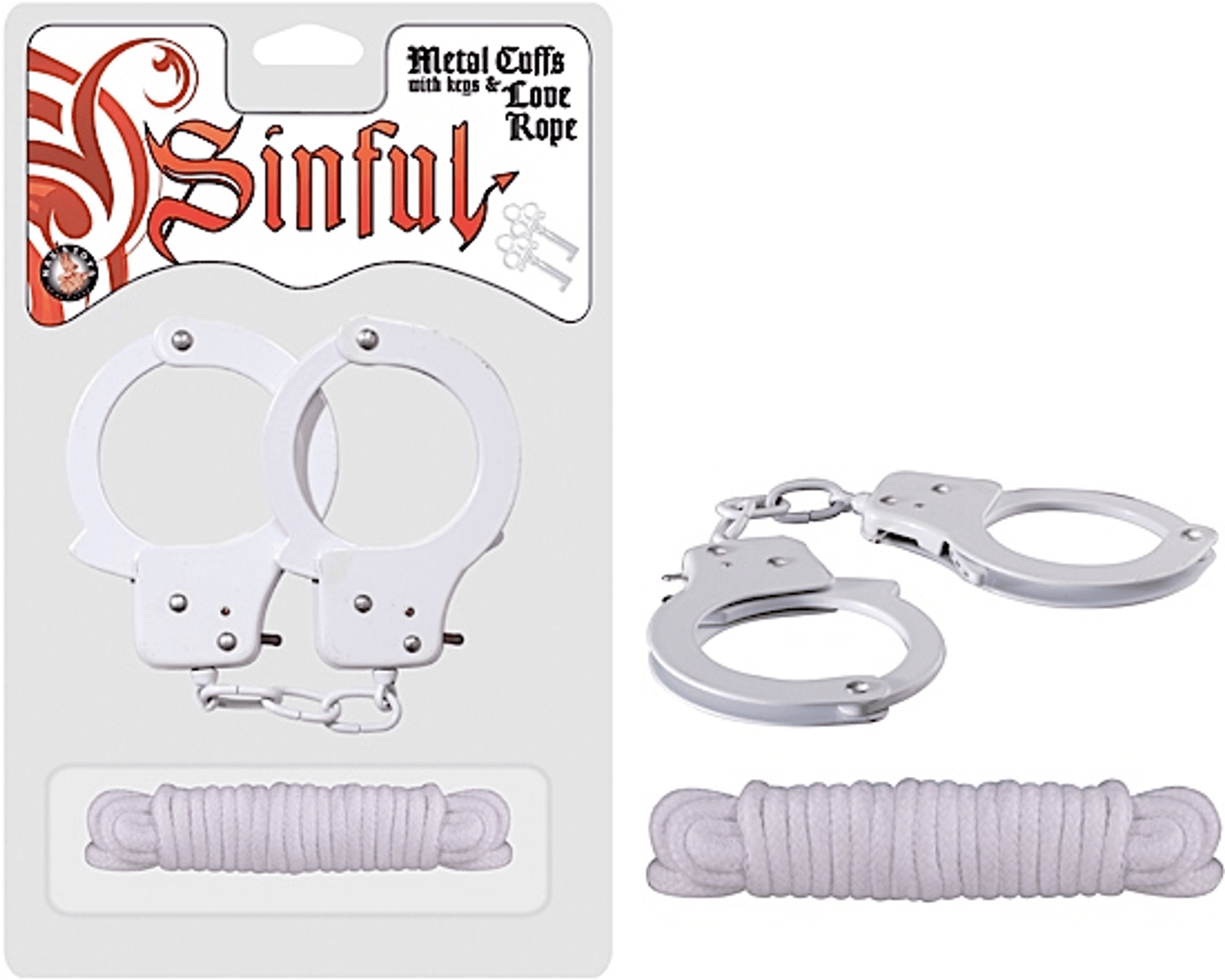Sinful Metal Cuffs with Love Rope