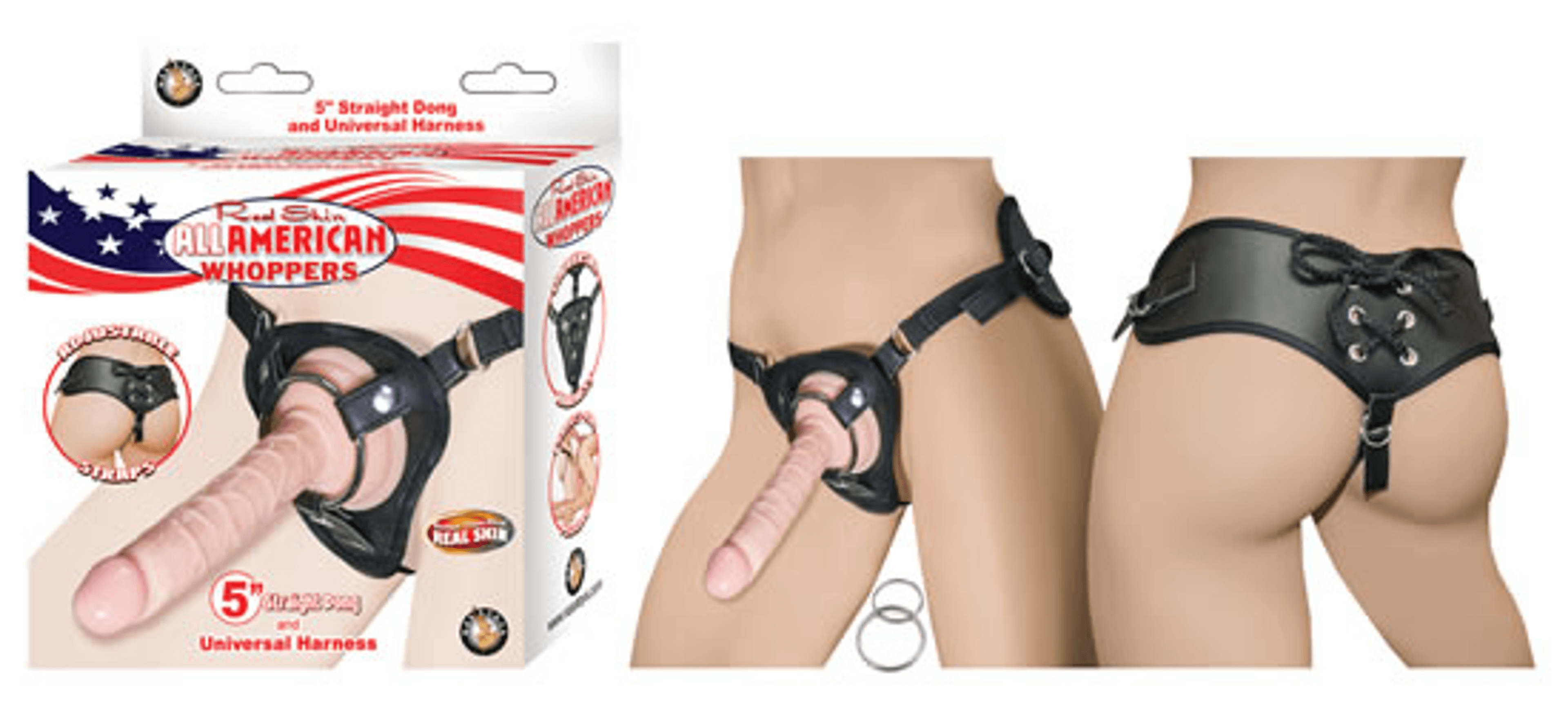 All American Whoppers 5-Inch Straight Dong With Universal Harness