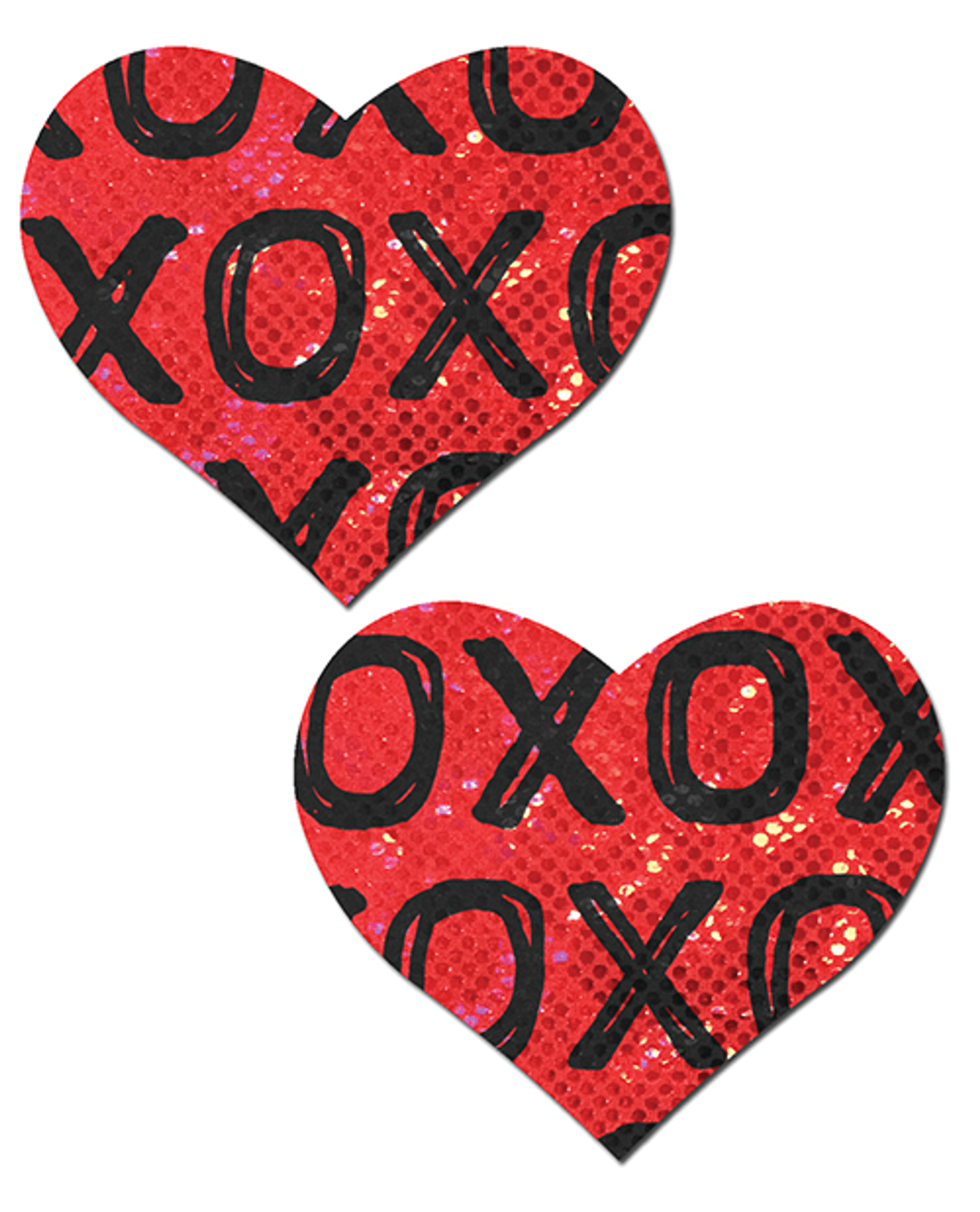 Pastease Disco Ball Pasties – Red with Black XO Heart