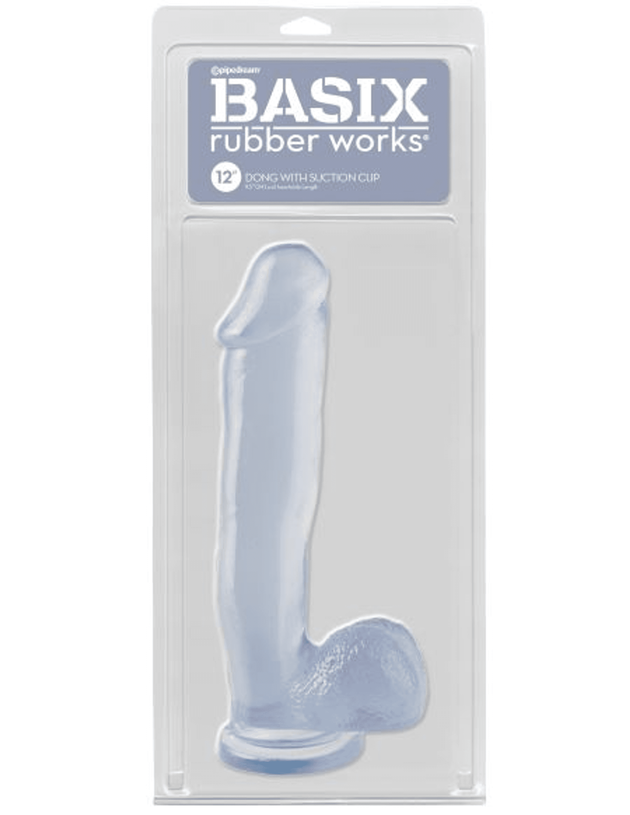 Basix Rubber Works 12 Inch Dong with Suction Clear