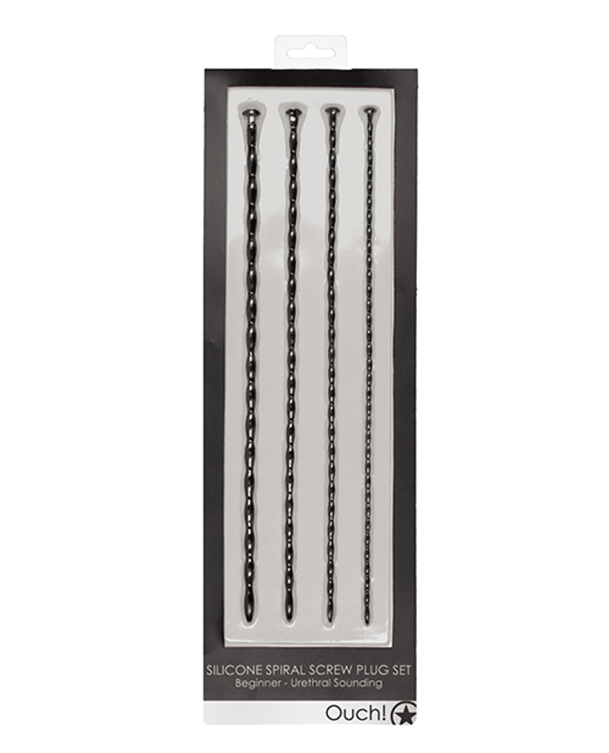 Silicone Spiral Screw Plug Set — Beginner Urethral Sounding Black