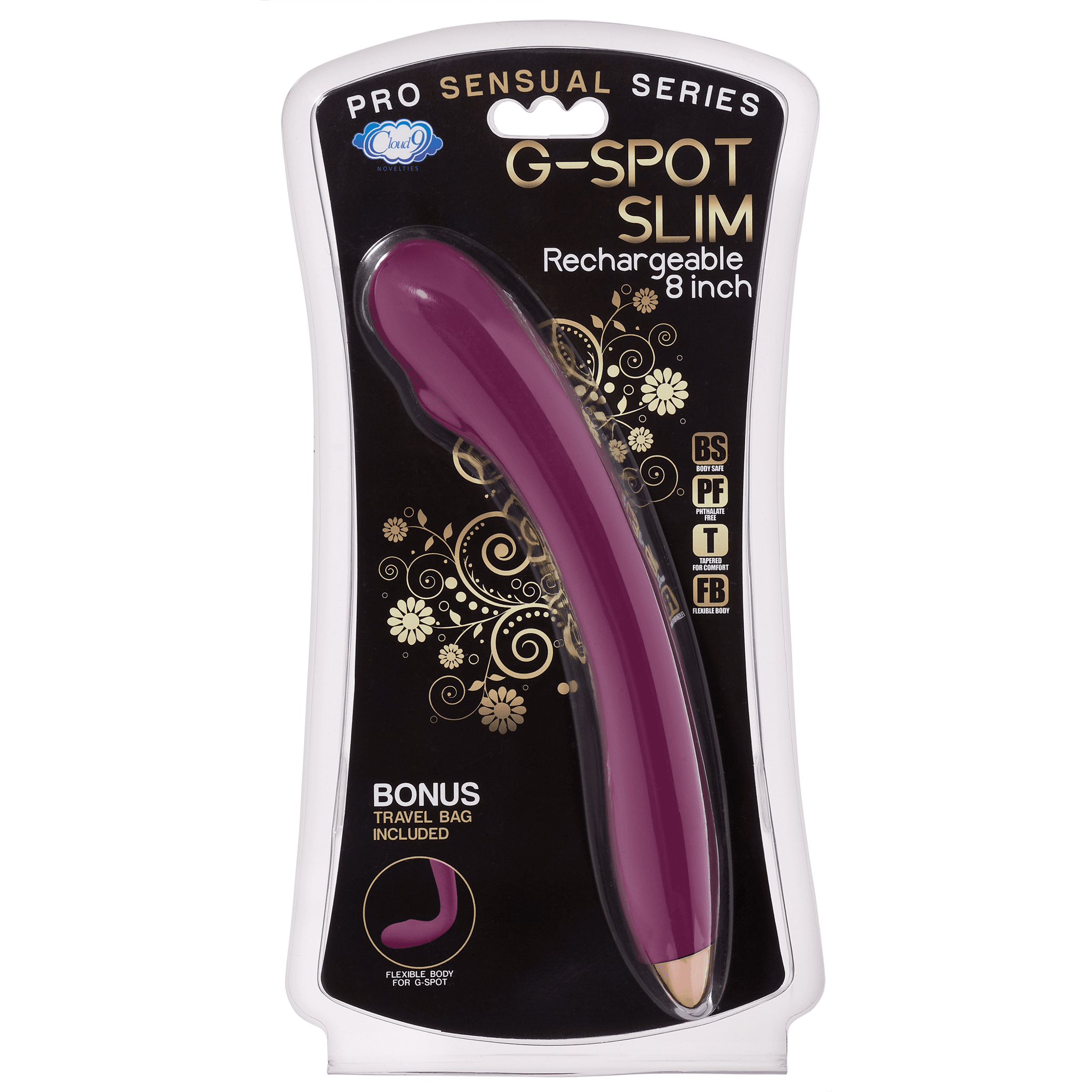 Cloud 9 Rechargeable G-Spot Slim Vibrator 8 Inches Plum