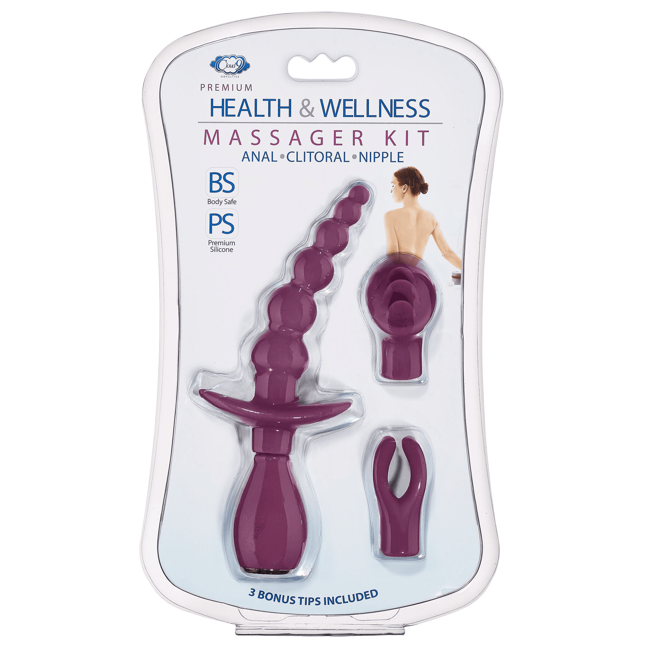 Cloud 9 Anal, Clitoral & Nipple Massager Kit in Plum