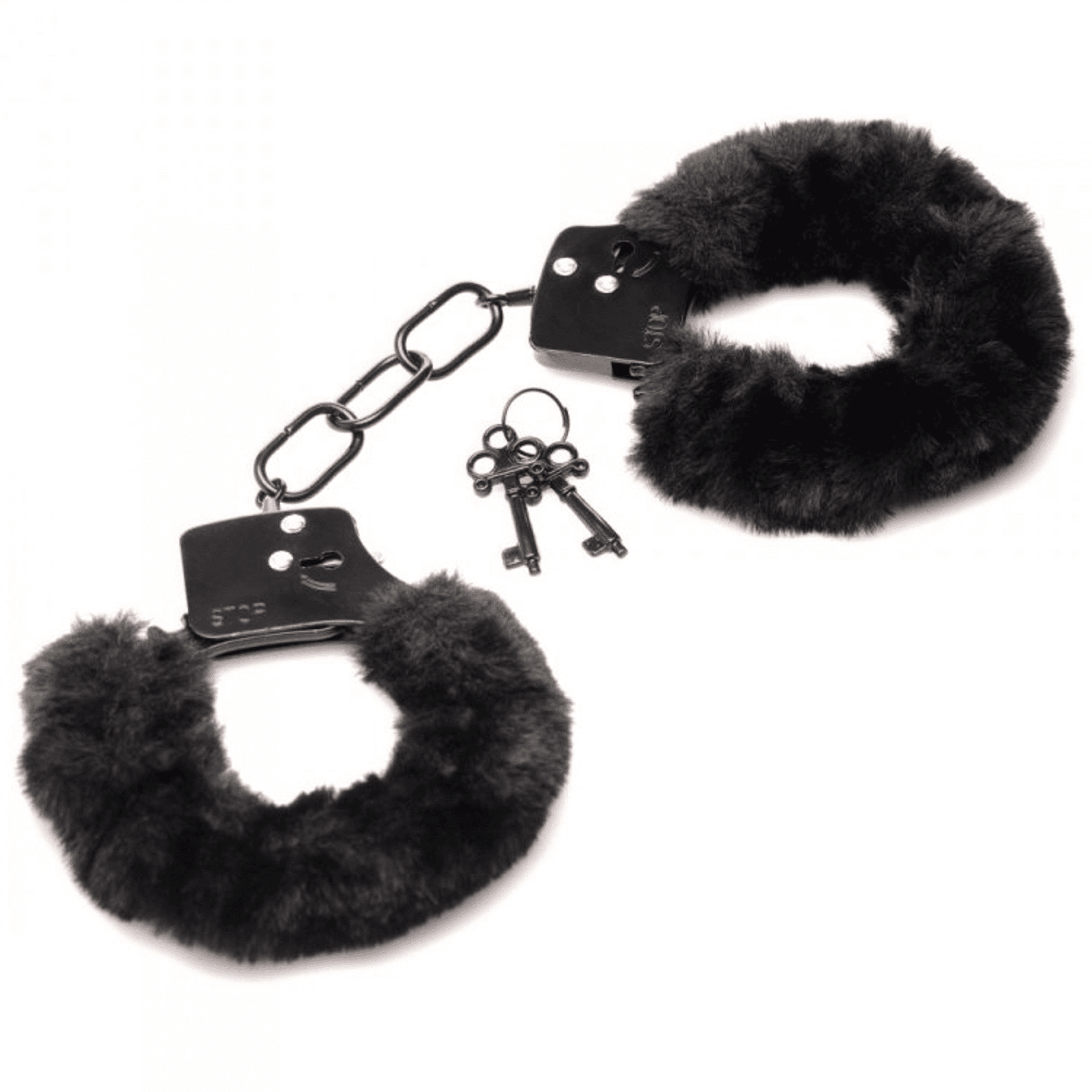Master Series Cuffed in Fur Handcuffs Black