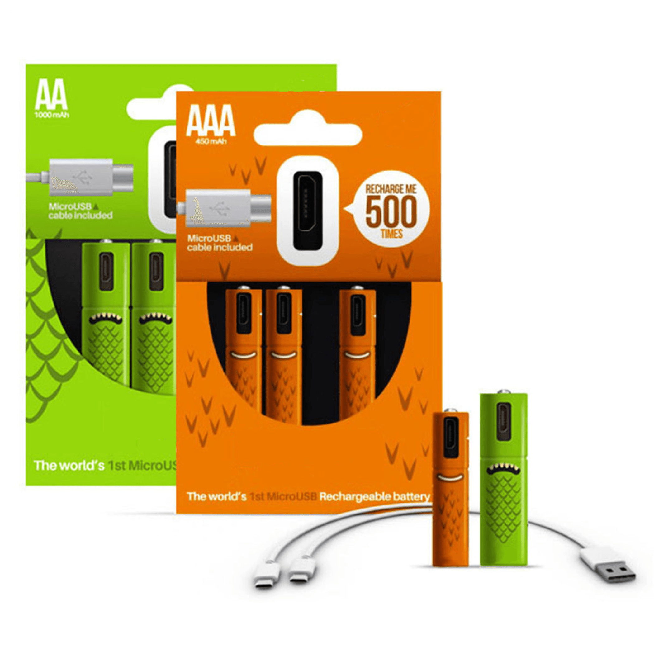 Eco Recharge 4 Pack AA or AAA USB Rechargeable Batteries