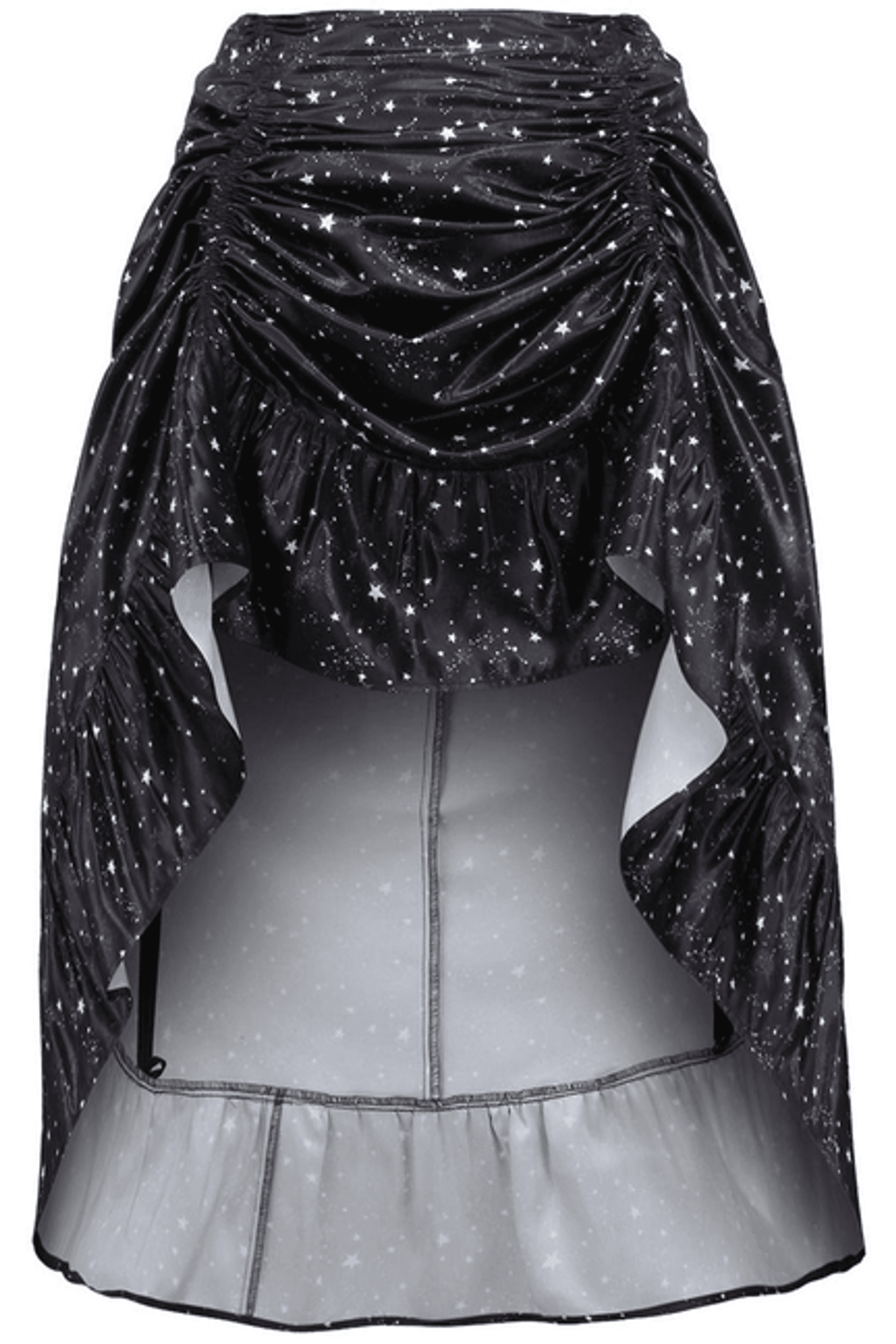 Celestial Print Satin Adjustable High-Low Skirt