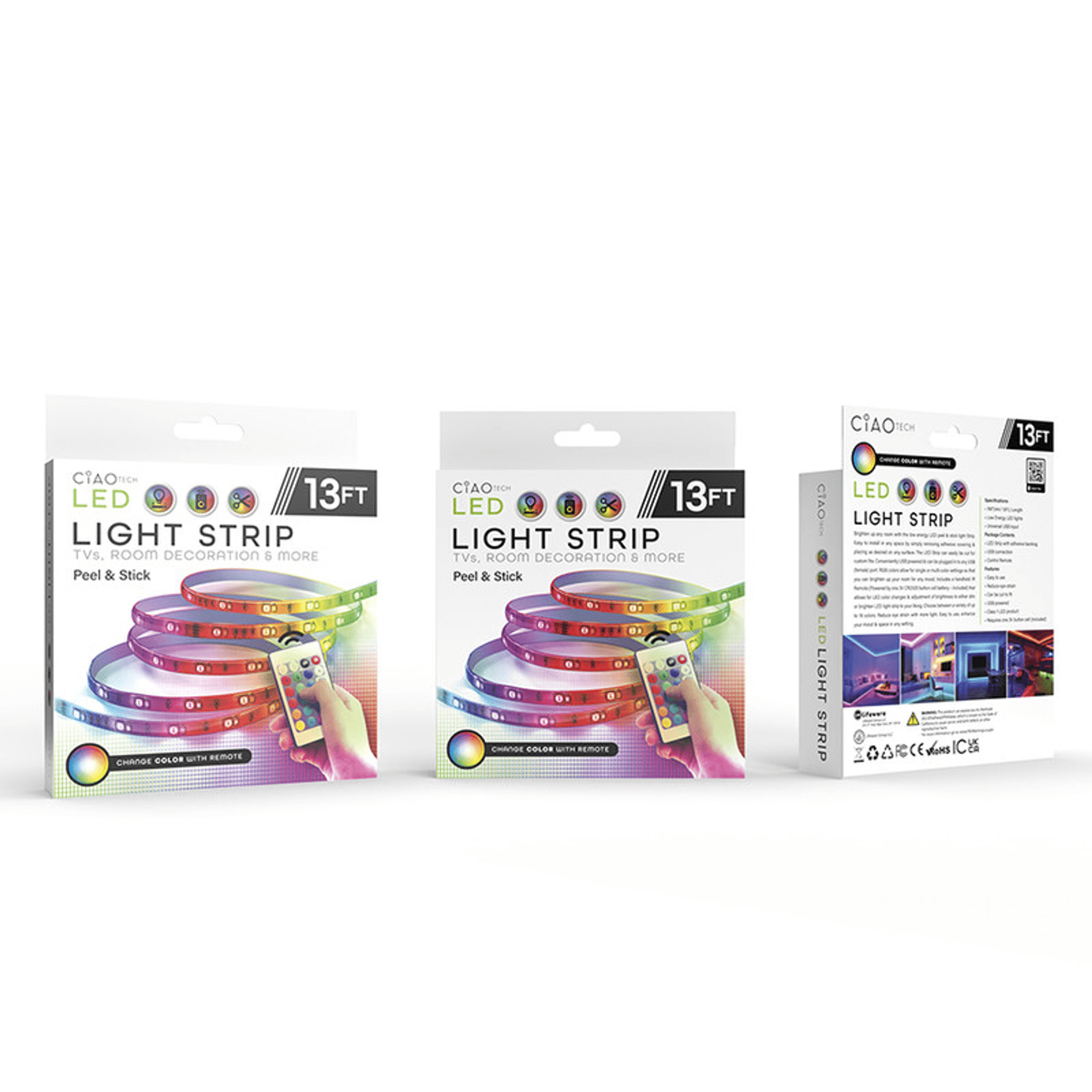 LED RGB Strip Light with Remote — 13 ft