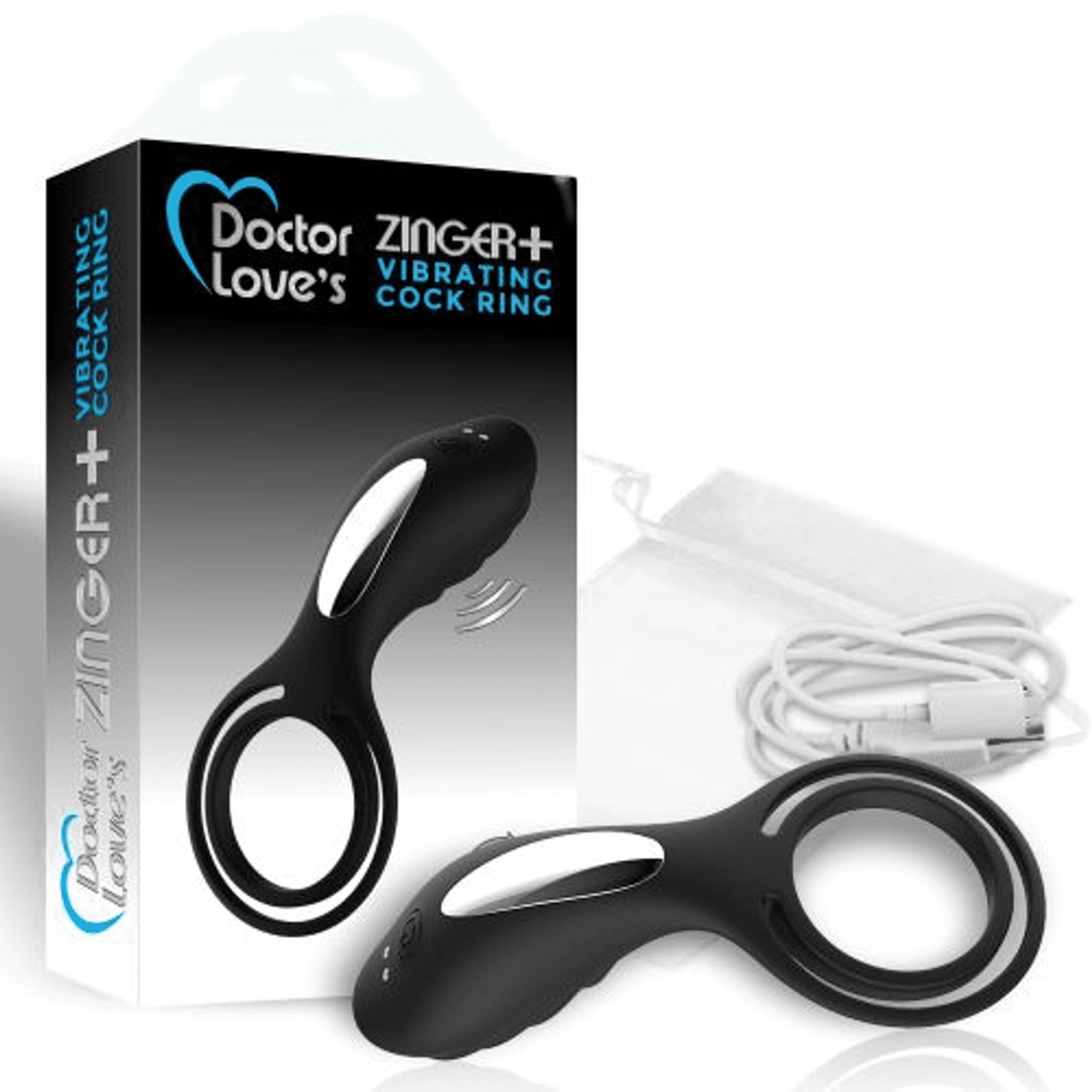 Zinger+ Vibrating Rechargeable Cock Ring Black