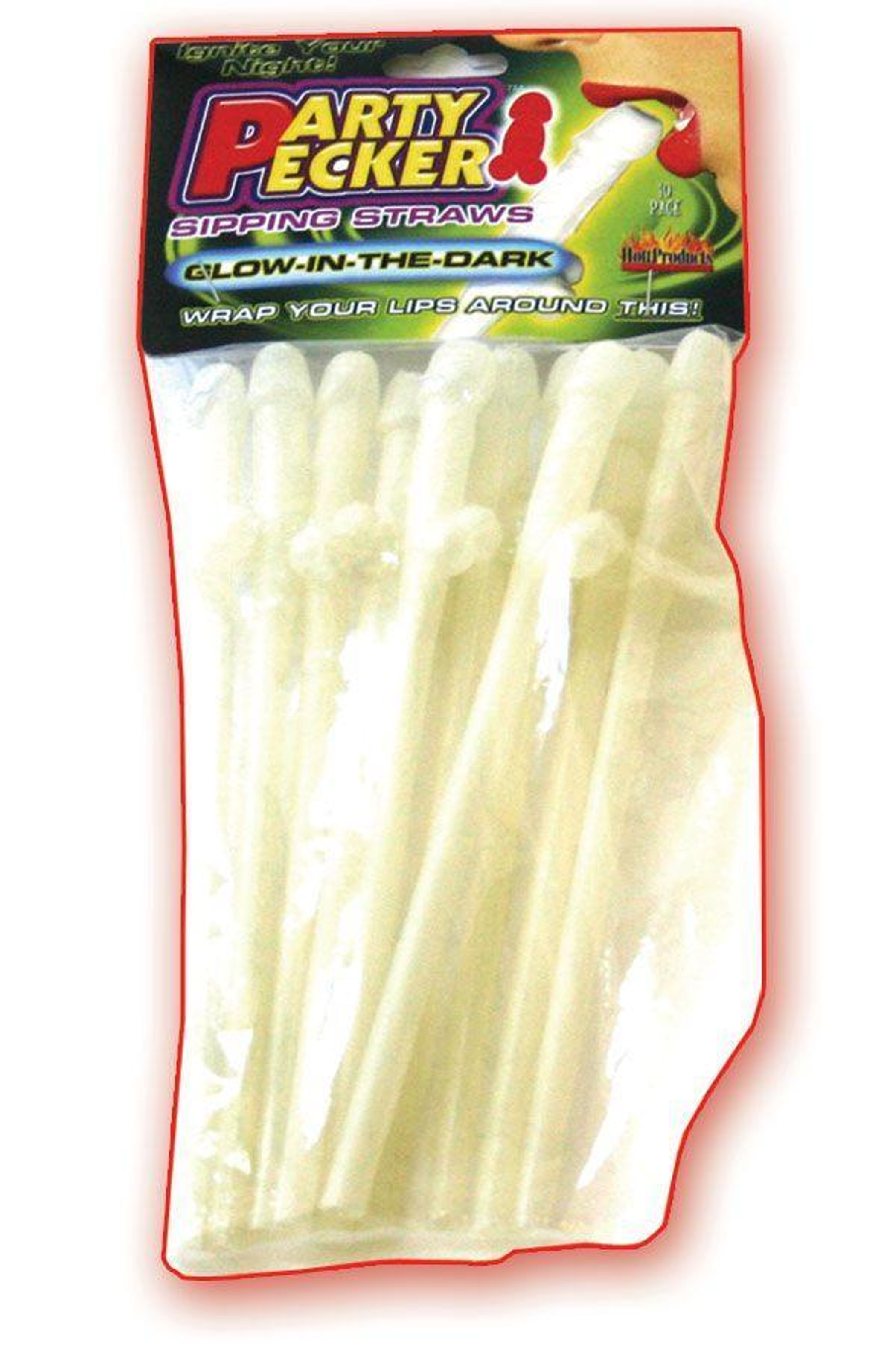 Party Pecker Glow Sipping Straws 10-Pack