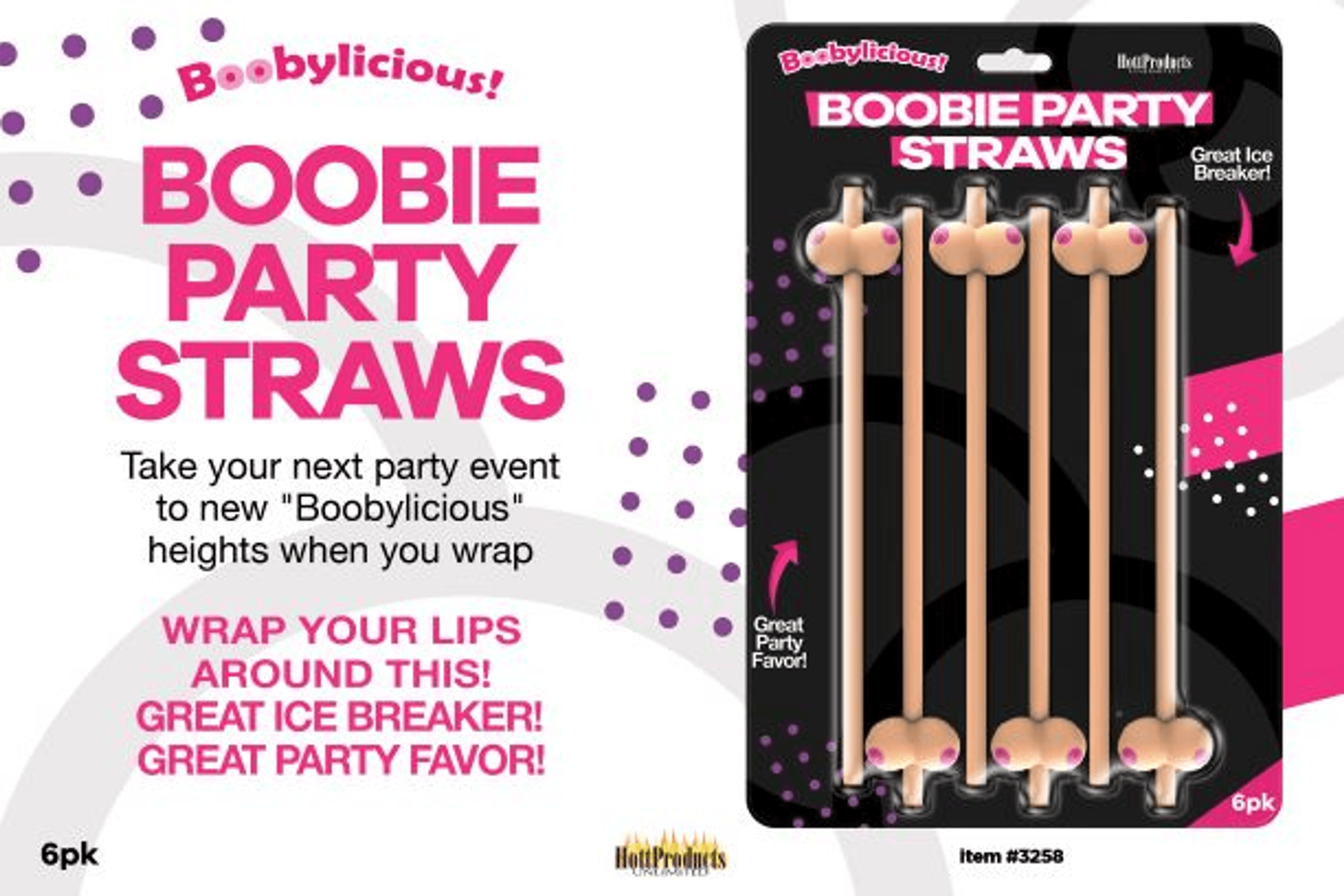 Boobie Straws Flesh 6-Pack | Novelty Party Sippers