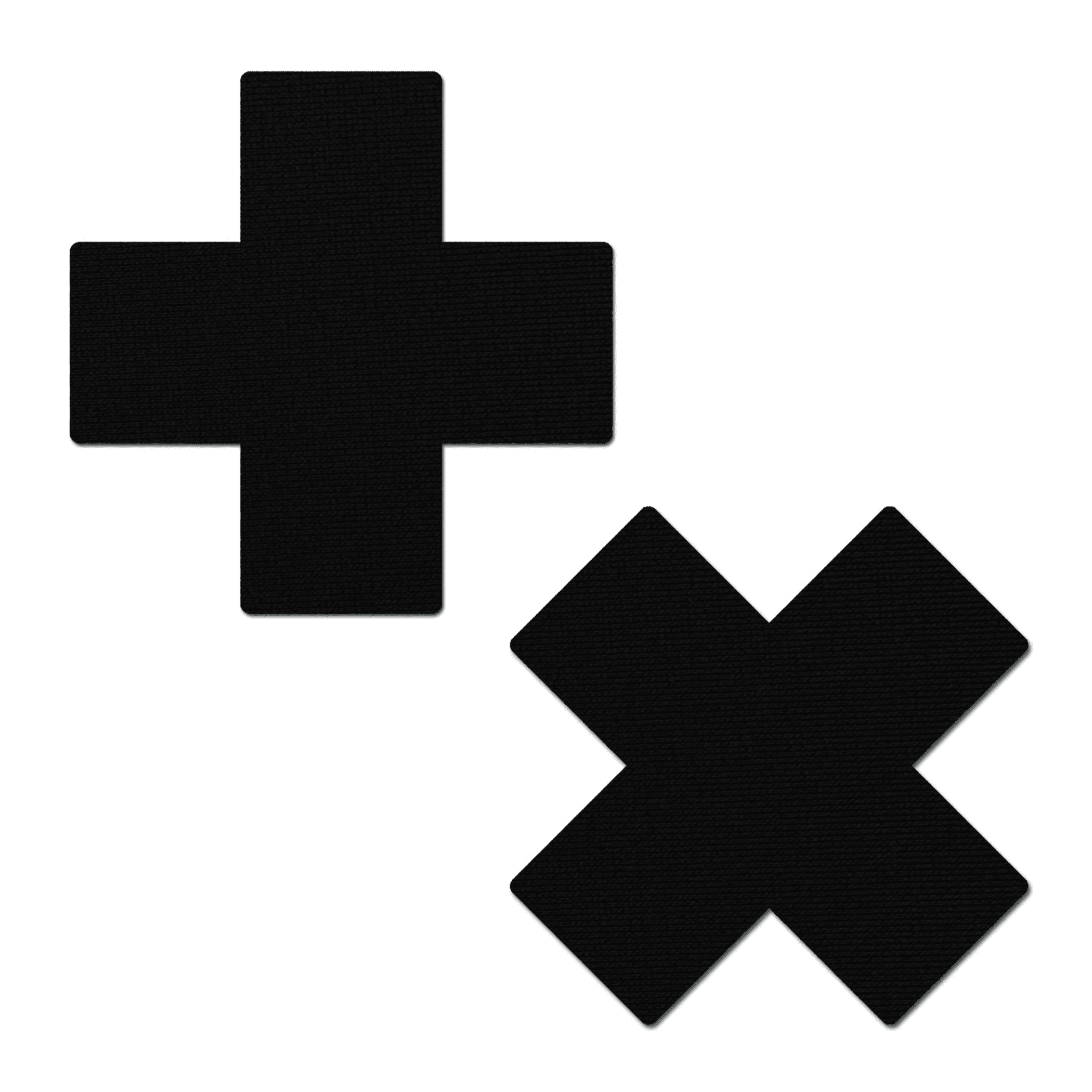 Faux Latex Black Crosses Pasties