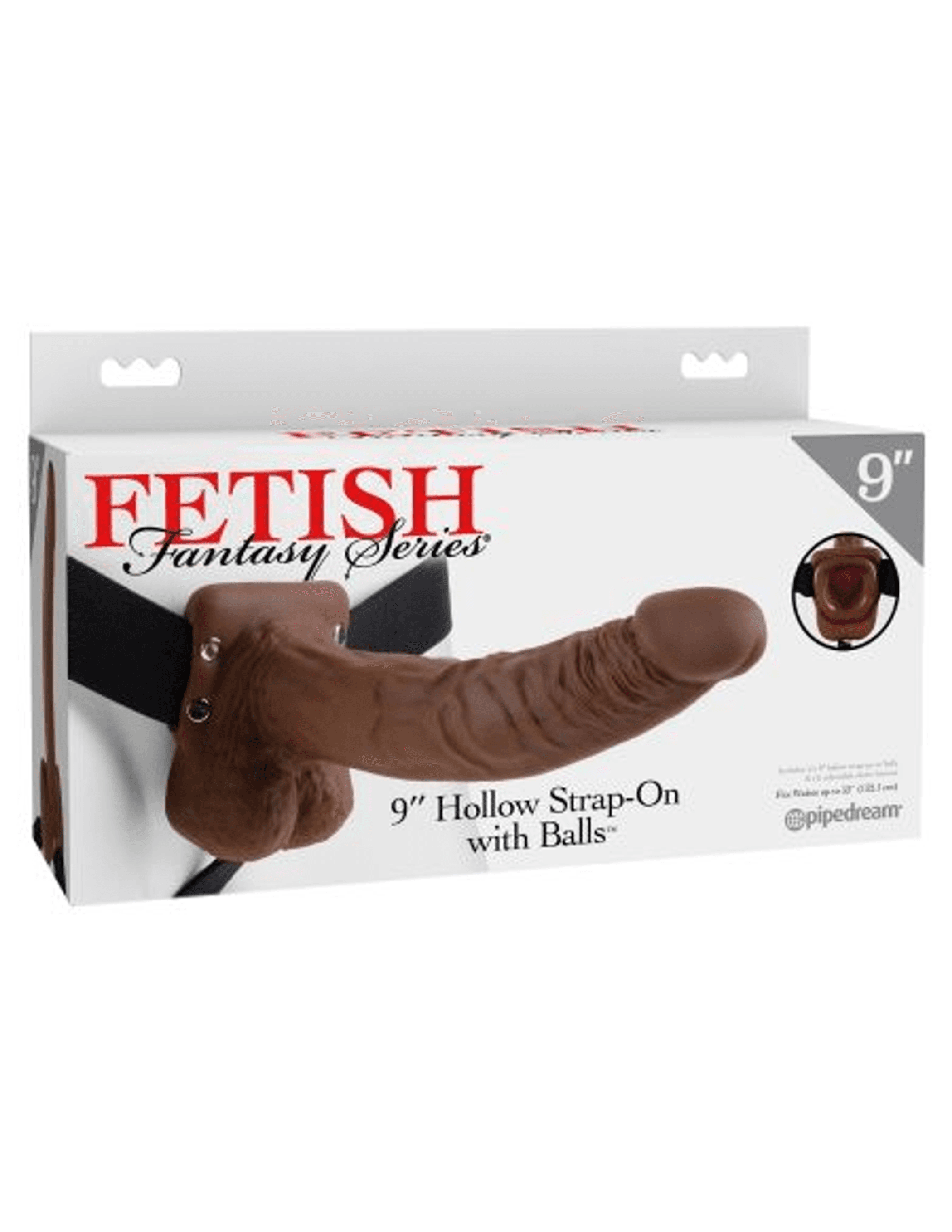 Fetish Fantasy 9" Hollow Strap-On With Balls Brown