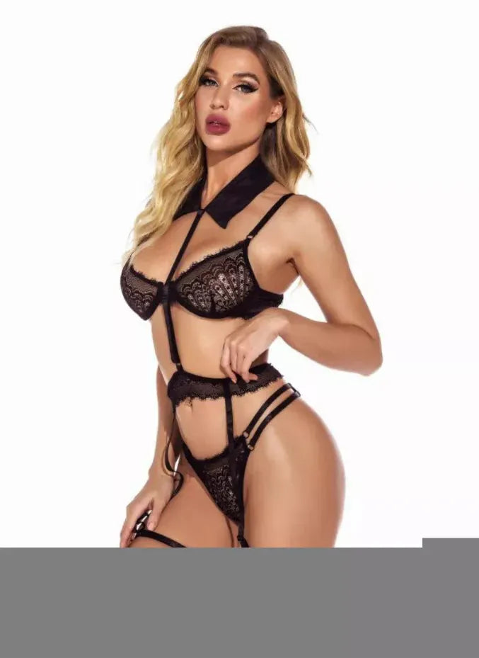 Sexy Lace Collar with Garter Belt and G-String Set La Belle Fantastique
