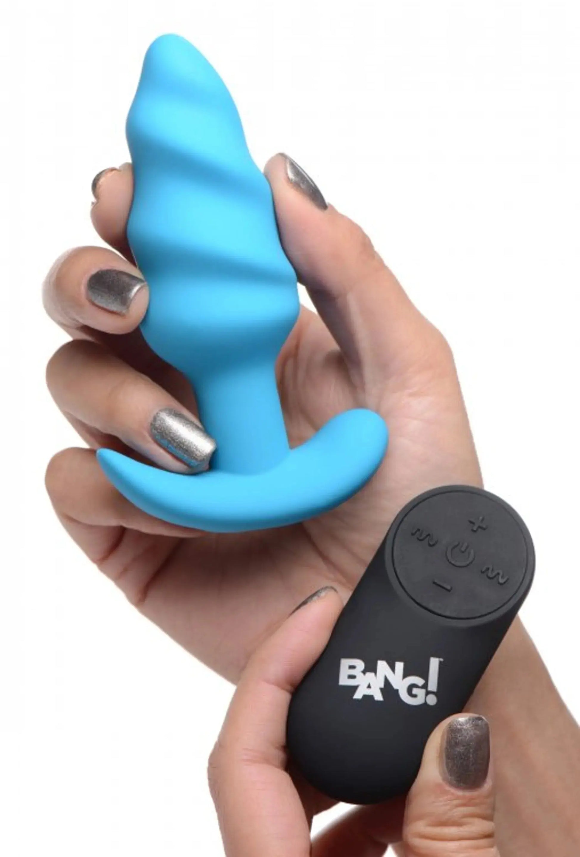 21X Vibrating Silicone Swirl Butt Plug with Remote XR Brands
