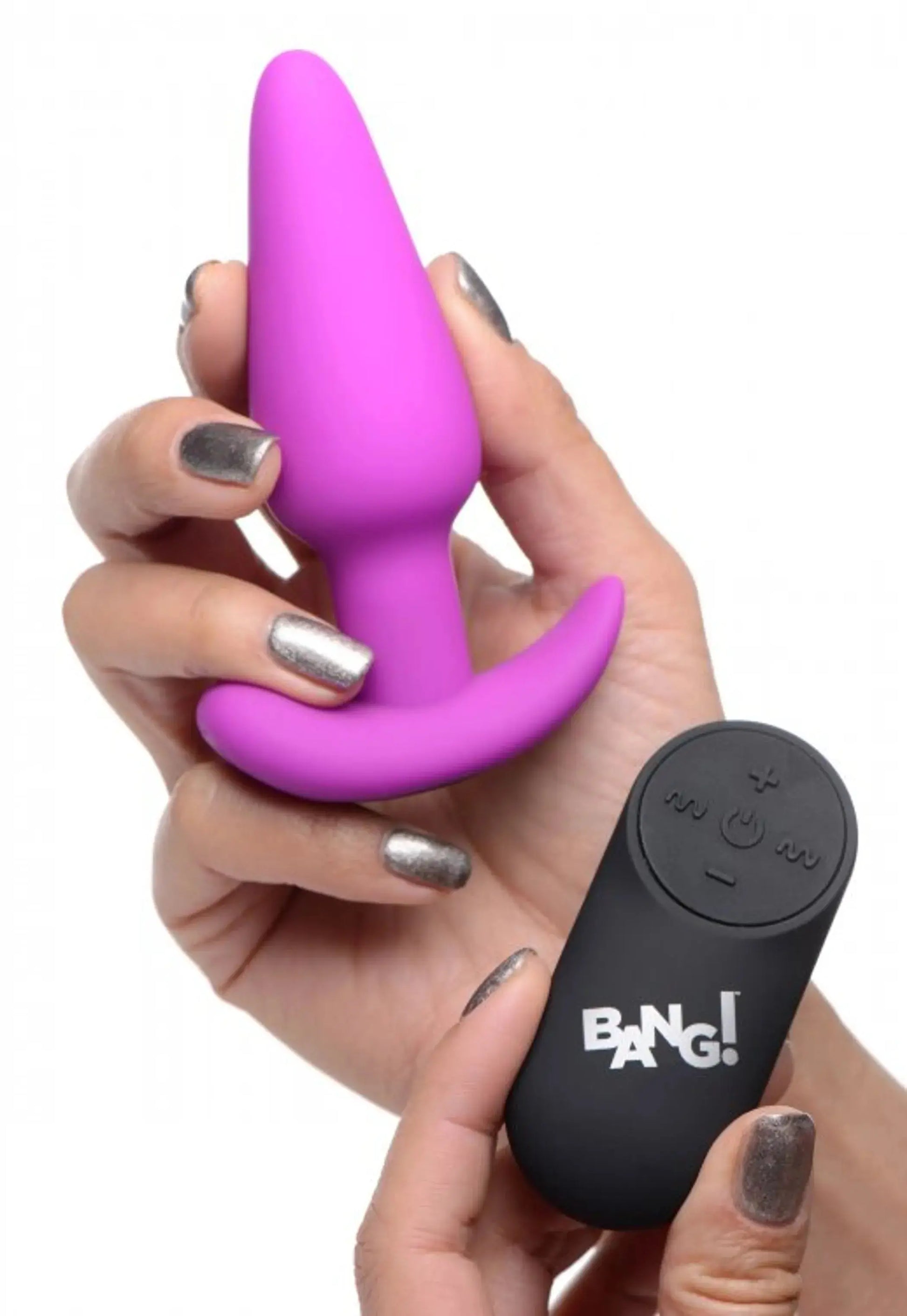 21x Vibrating Silicone Butt Plug With Remote Purple XR Brands