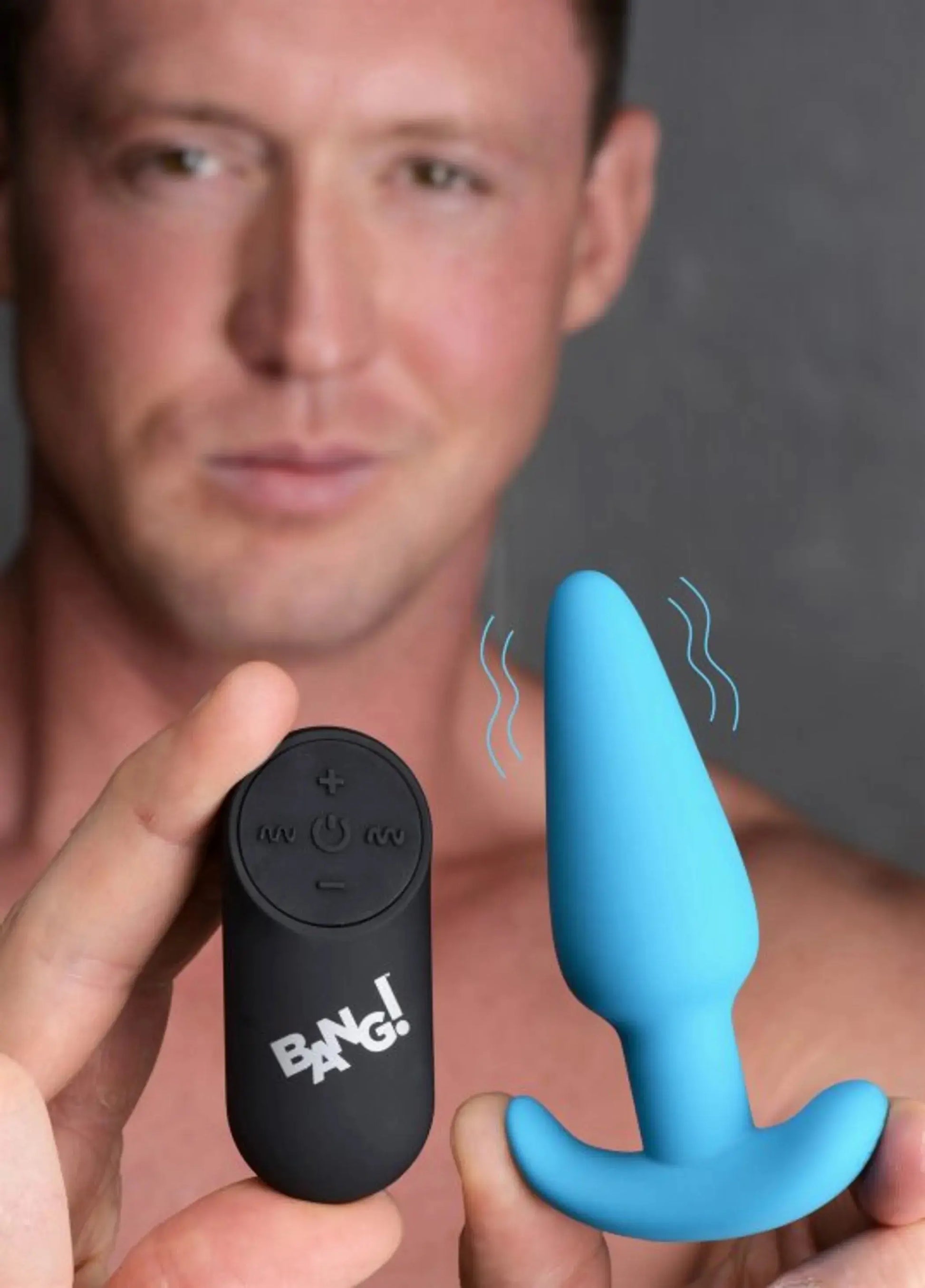 21x Vibrating Silicone Butt Plug with Remote - Blue XR Brands