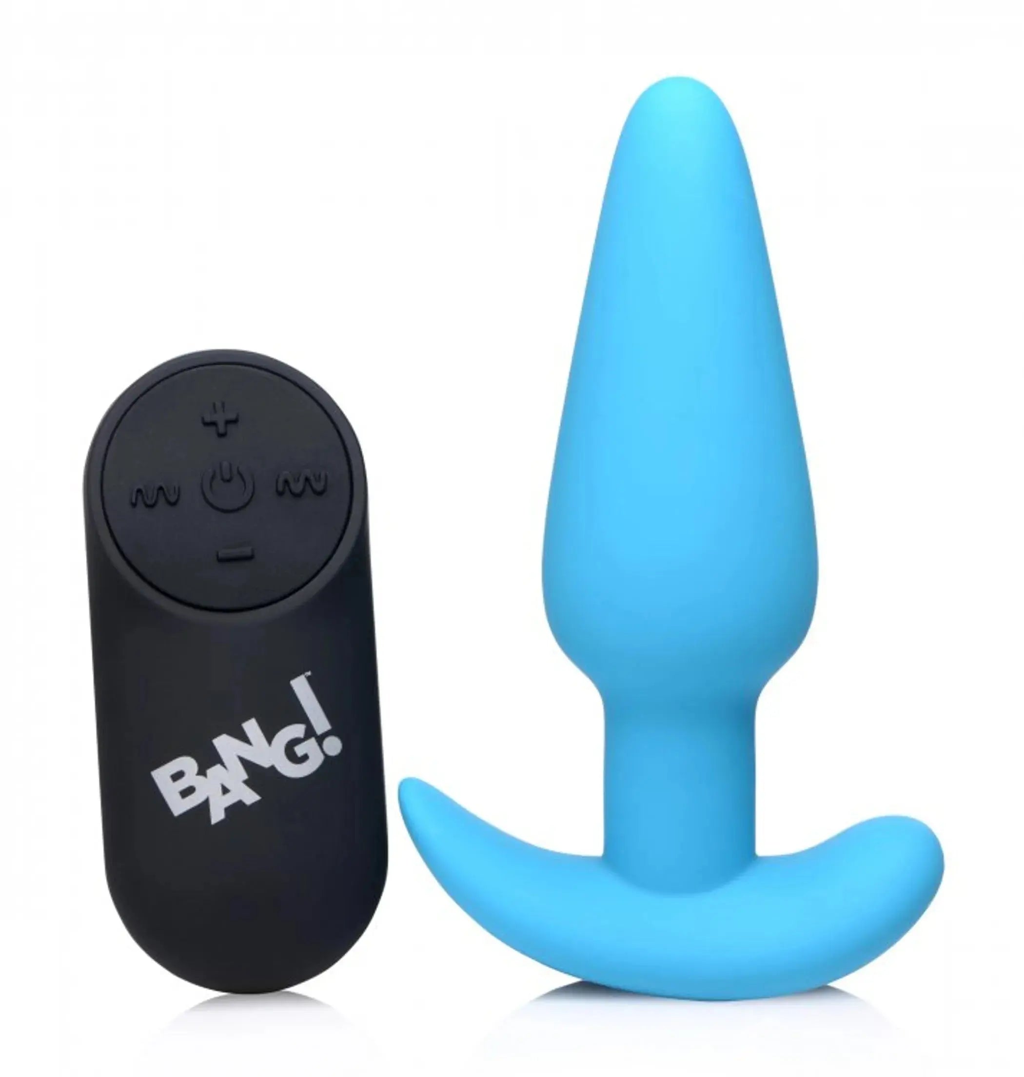 21x Vibrating Silicone Butt Plug with Remote - Blue XR Brands