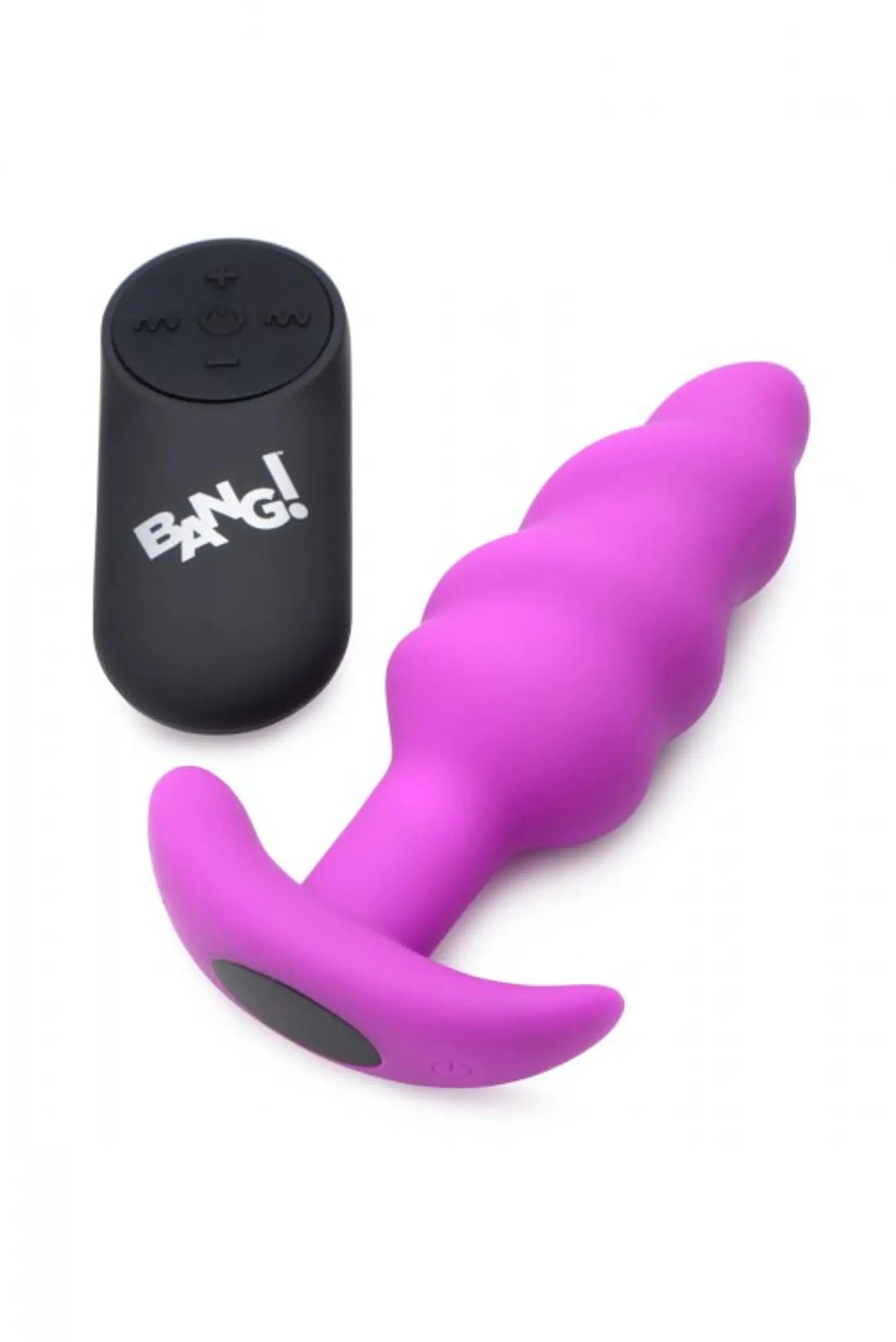 21x Vibrating Silicone Swirl Butt Plug with Remote - Purple XR Brands