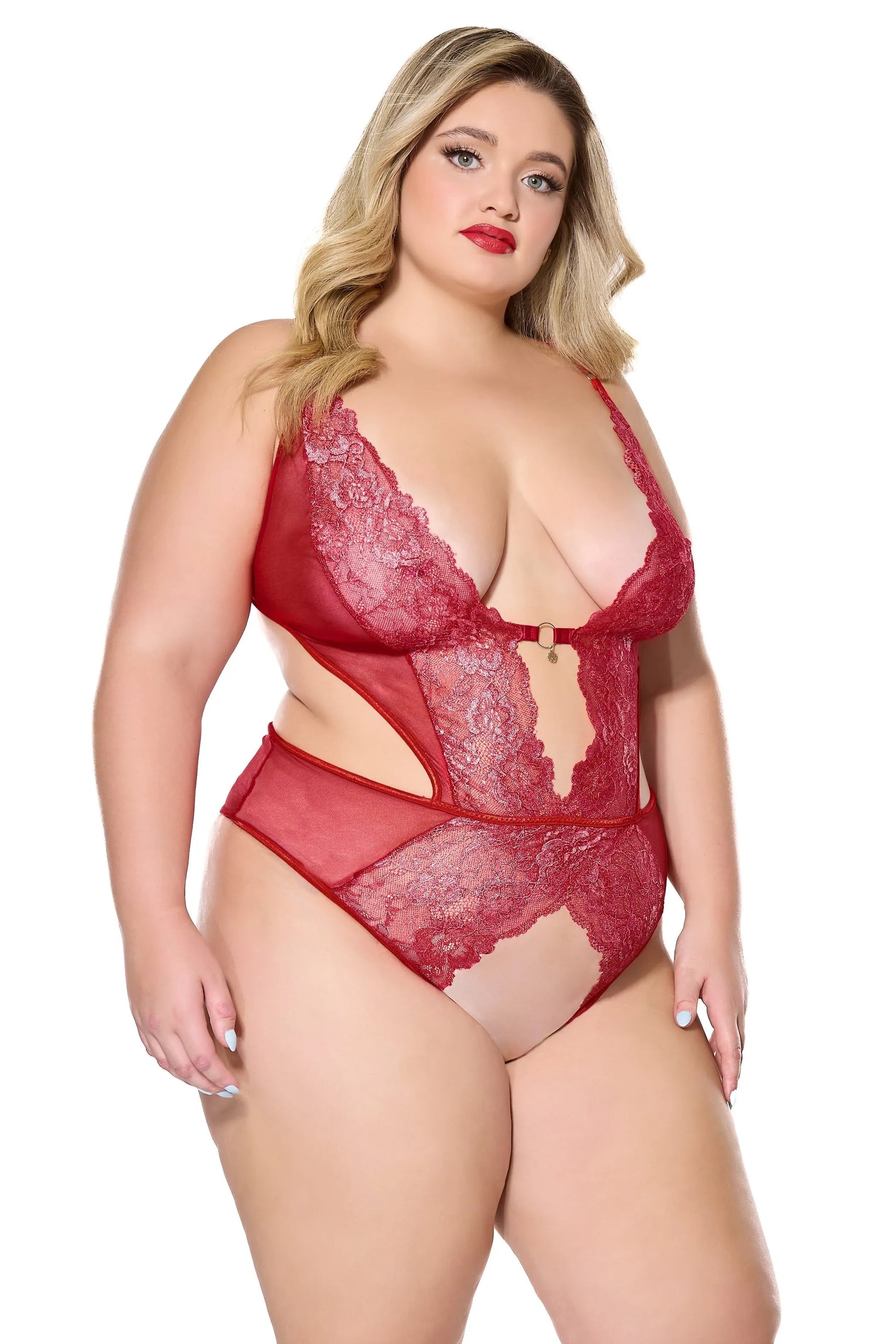 Fireside Crotchless Teddy Coquette