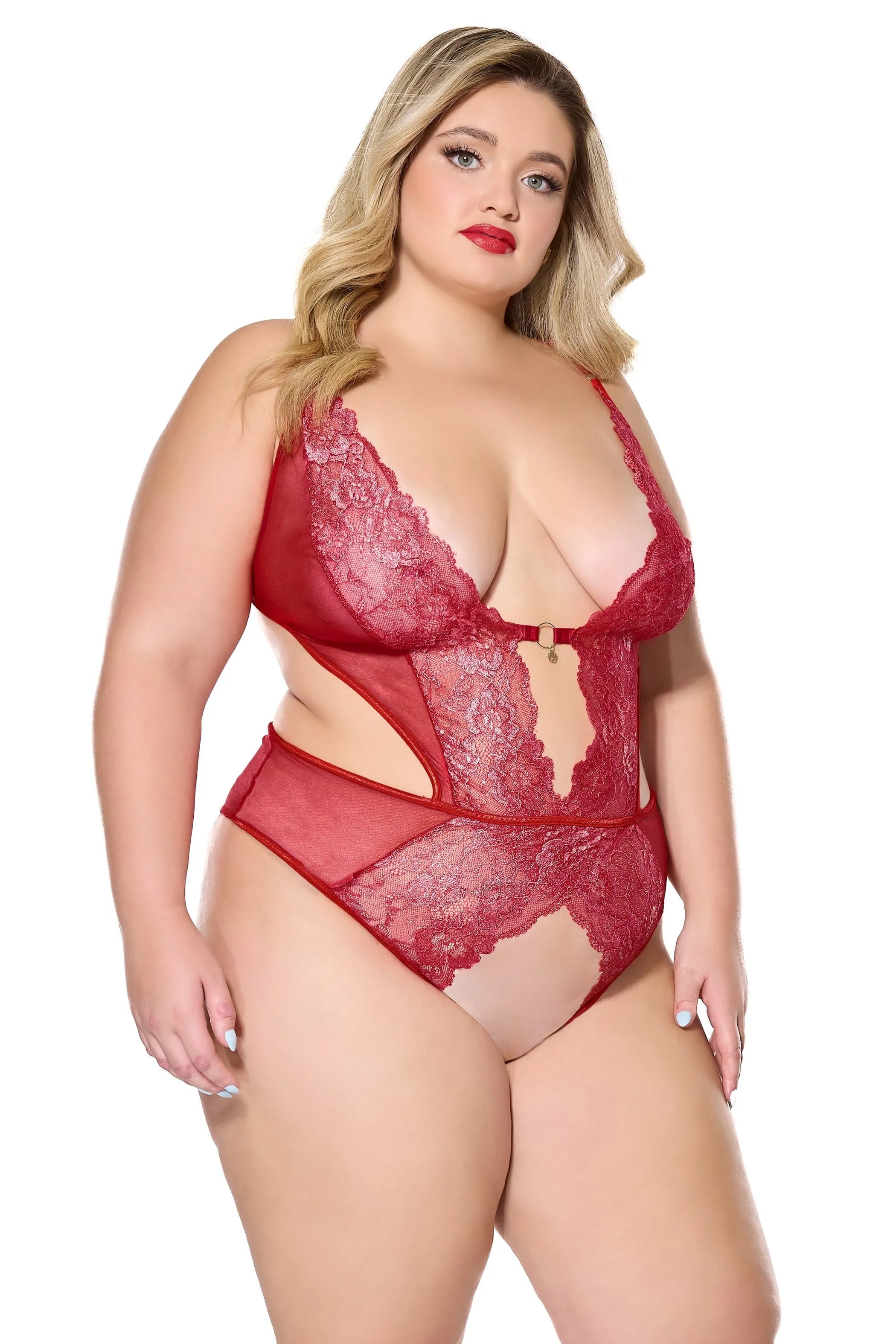 Fireside Crotchless Teddy Coquette