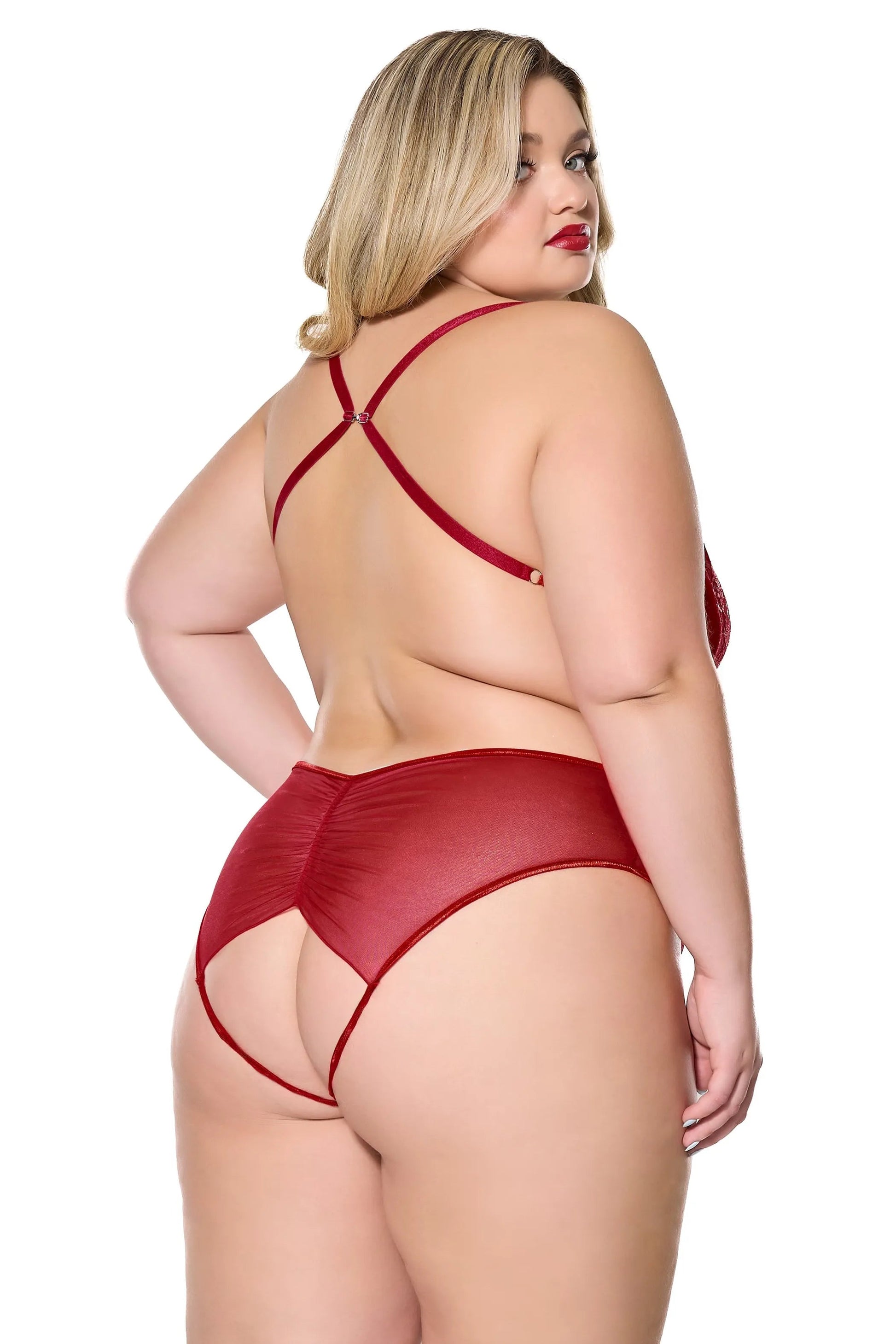 Fireside Crotchless Teddy Coquette