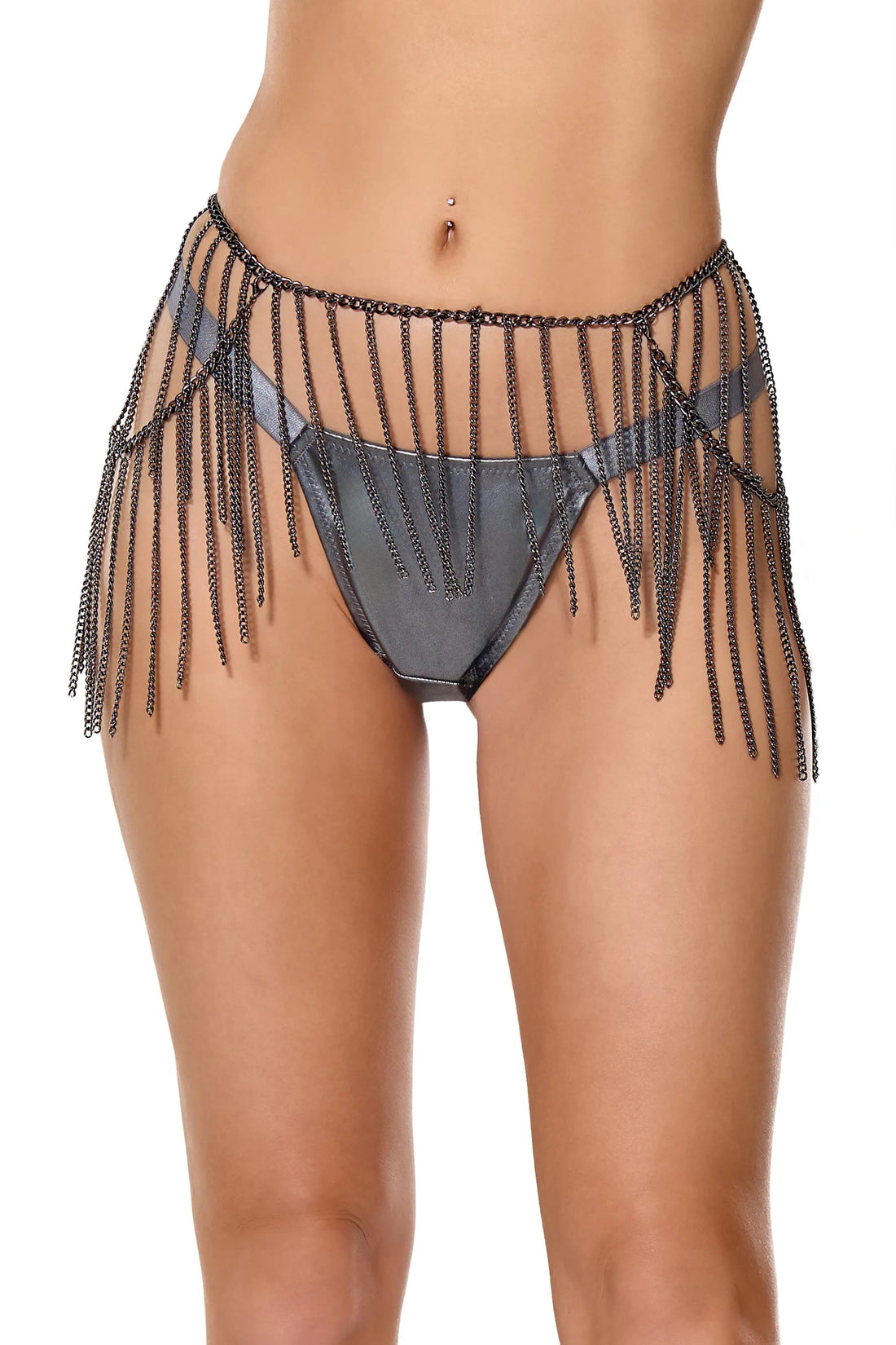 Gunmetal Glam Chain Belt Coquette