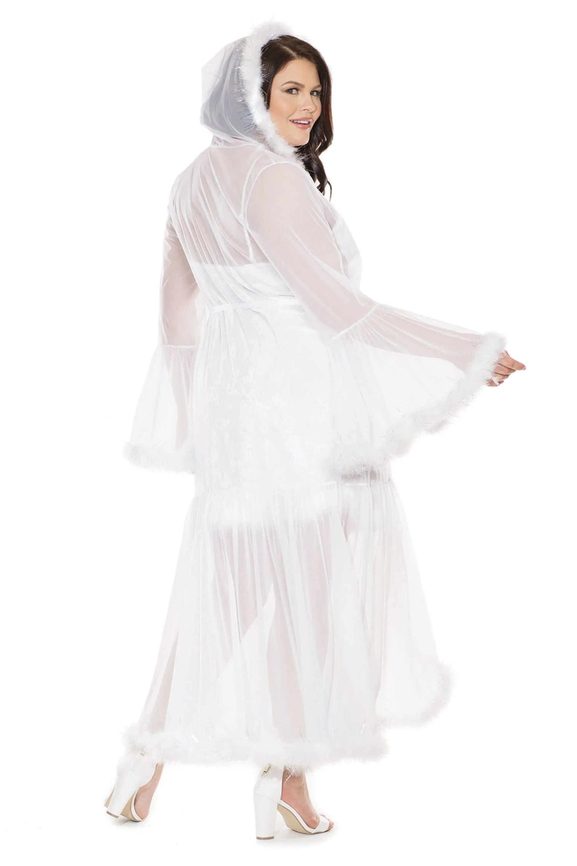 3880 Robe with Hood & Faux Fur Trim Coquette