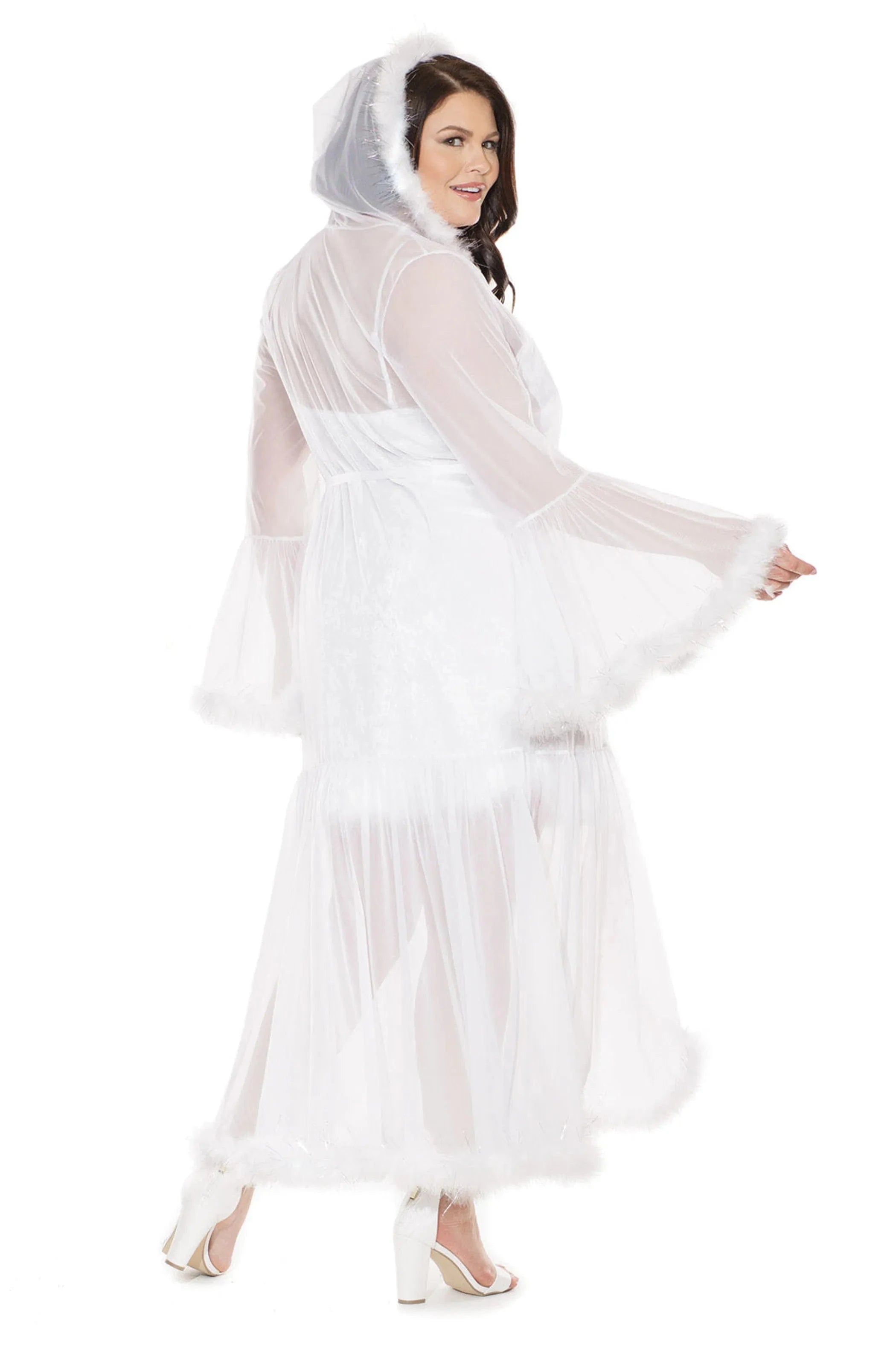 3880 Robe with Hood & Faux Fur Trim Coquette