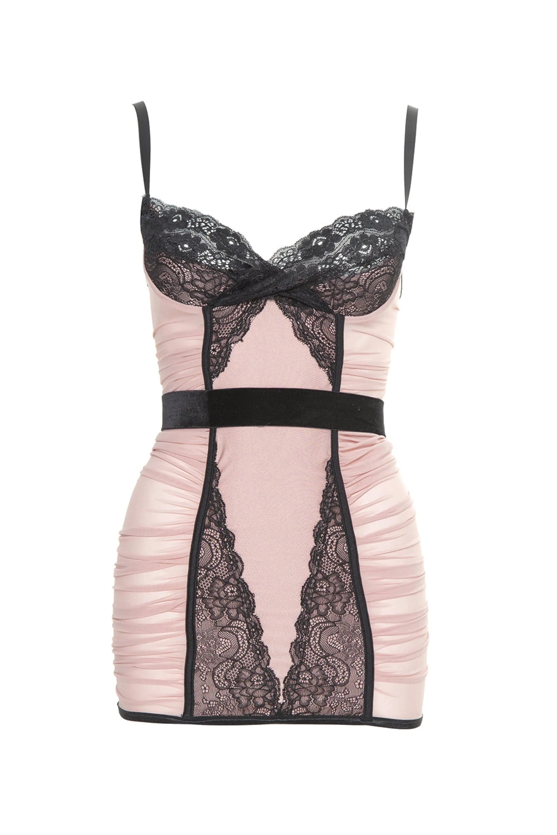 7024X Chemise – Blush & Black Lace Coquette