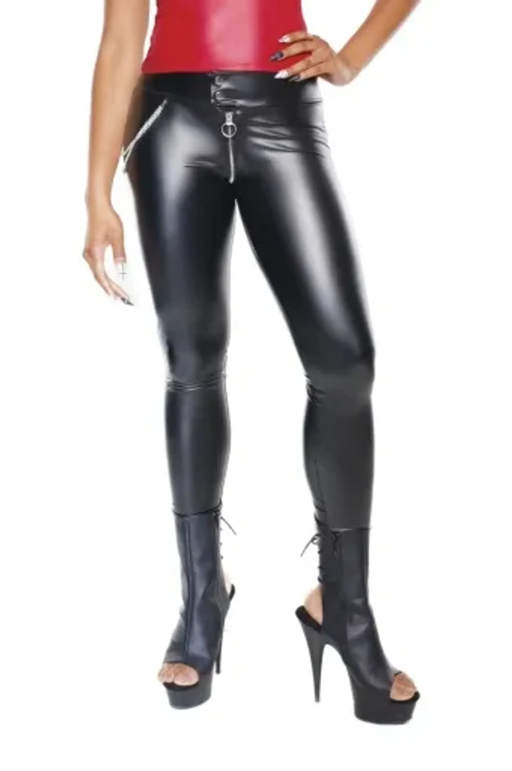 Wetlook Pants - Black Coquette