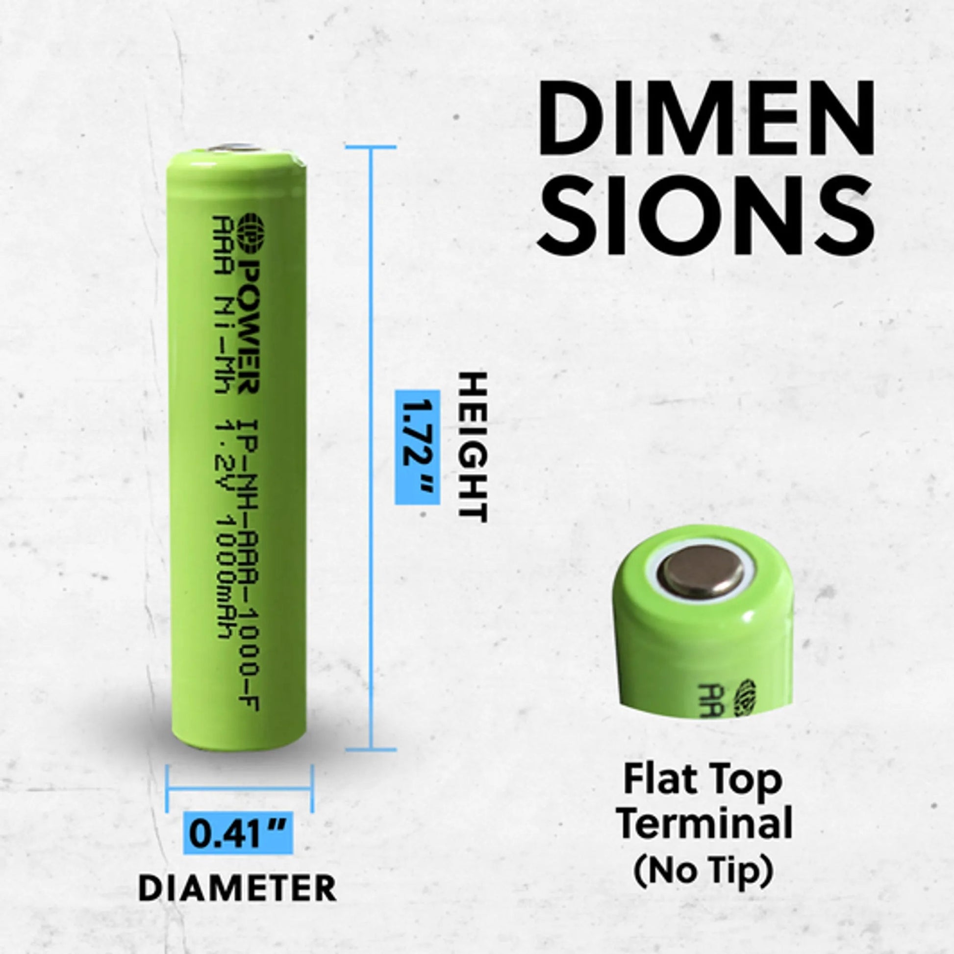 Ni-Mh AAA 1000mAh 1.2V Rechargeable Flat Top Battery 4-Pack IP Power