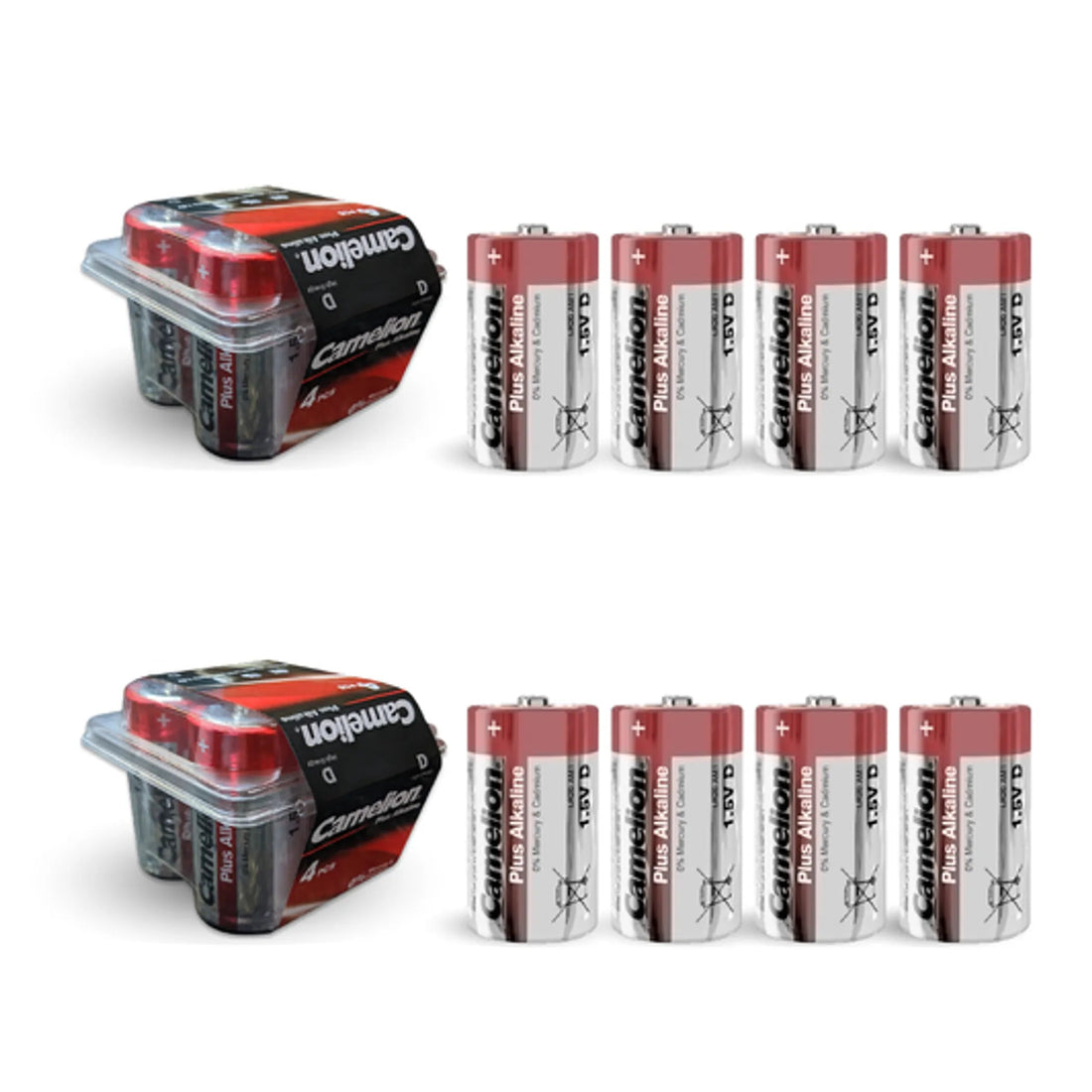 D 1.5V Alkaline Batteries – 8 Pack Camelion