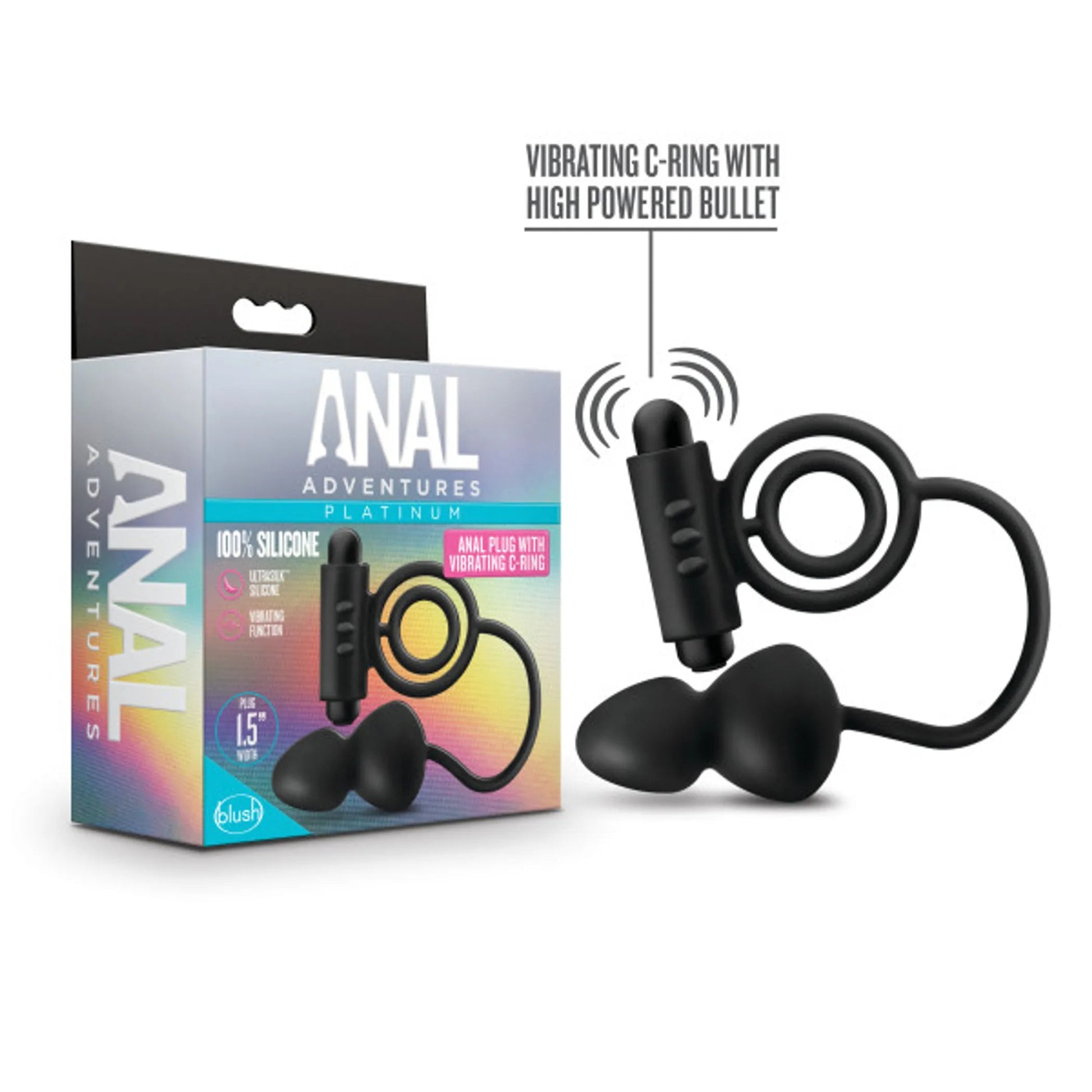 Anal Adventures Platinum Silicone Plug With Vibrating C Ring Blush Novelties