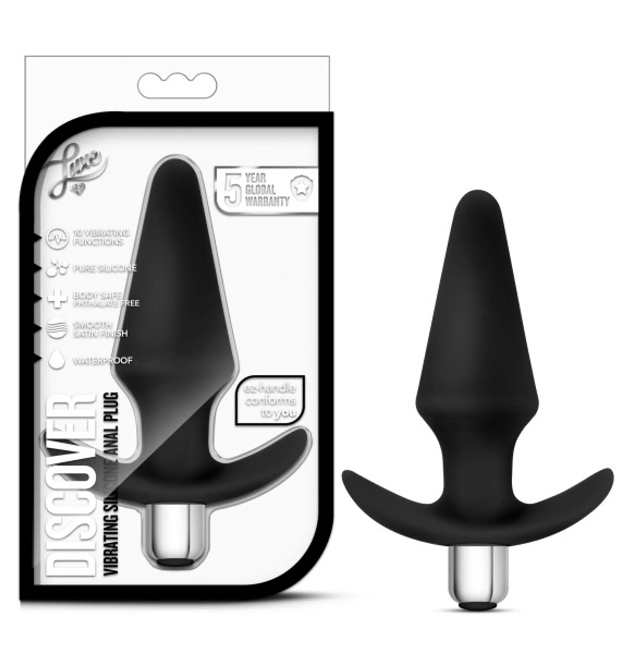 Luxe Discover Black Anal Plug Blush Novelties