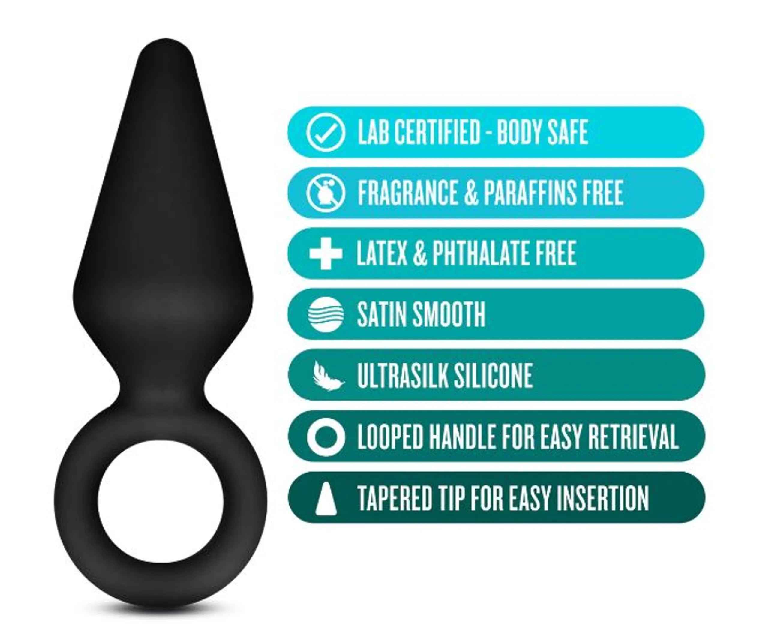 Anal Adventures Platinum Silicone Loop Plug Small Black Blush Novelties
