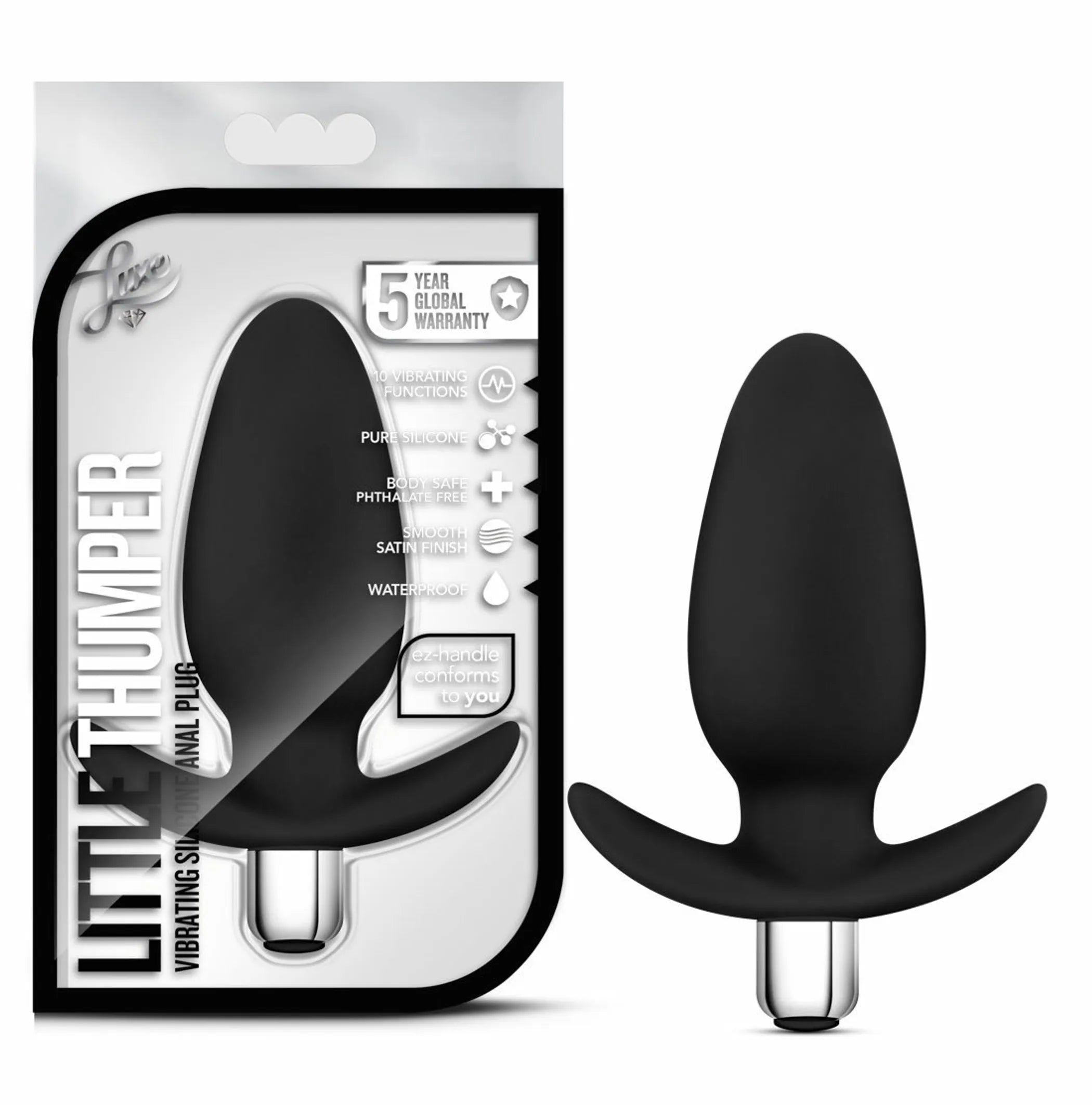 Luxe Little Thumper Black Anal Plug Blush Novelties