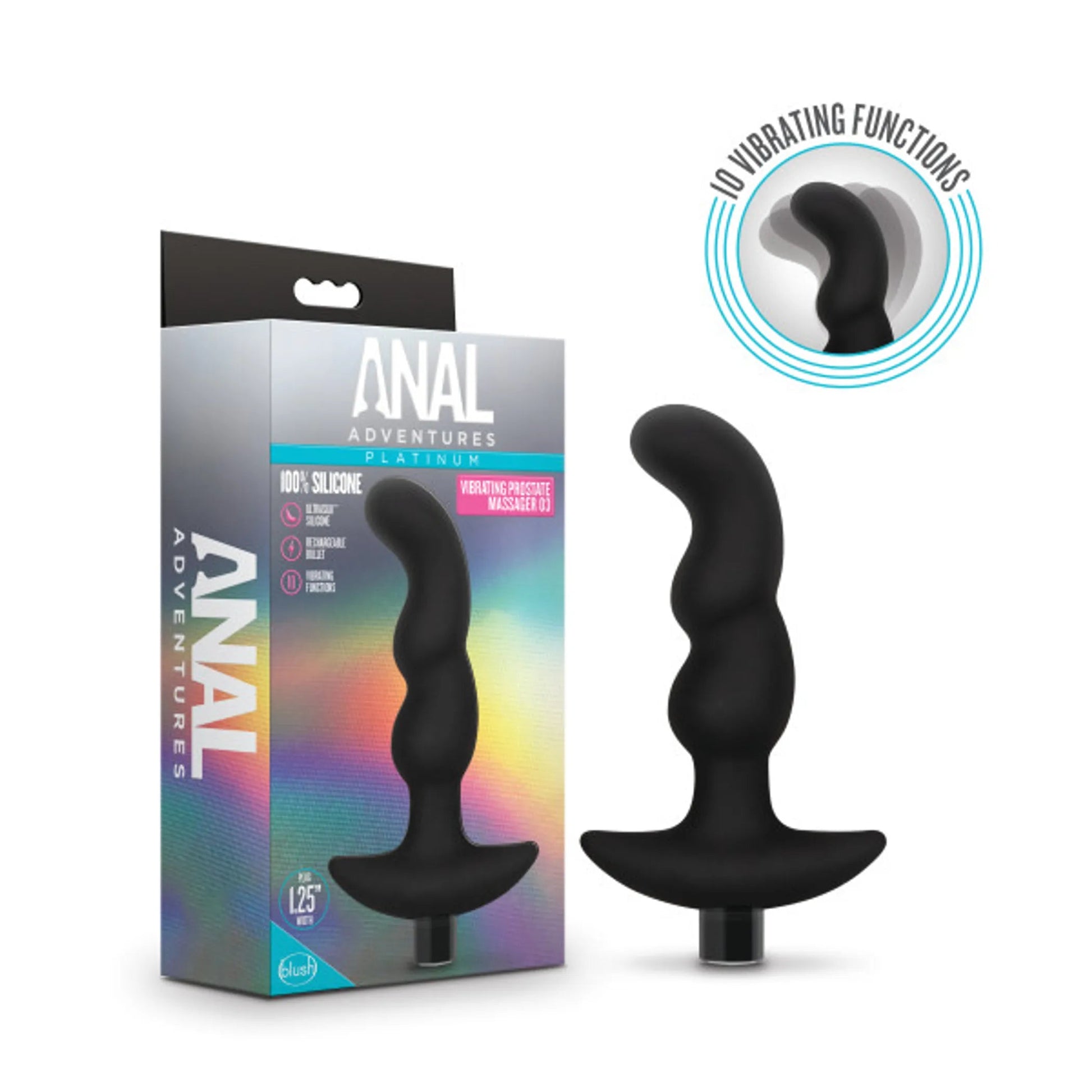 Anal Adventures Platinum Silicone Prostate Massager 03 Black Blush Novelties