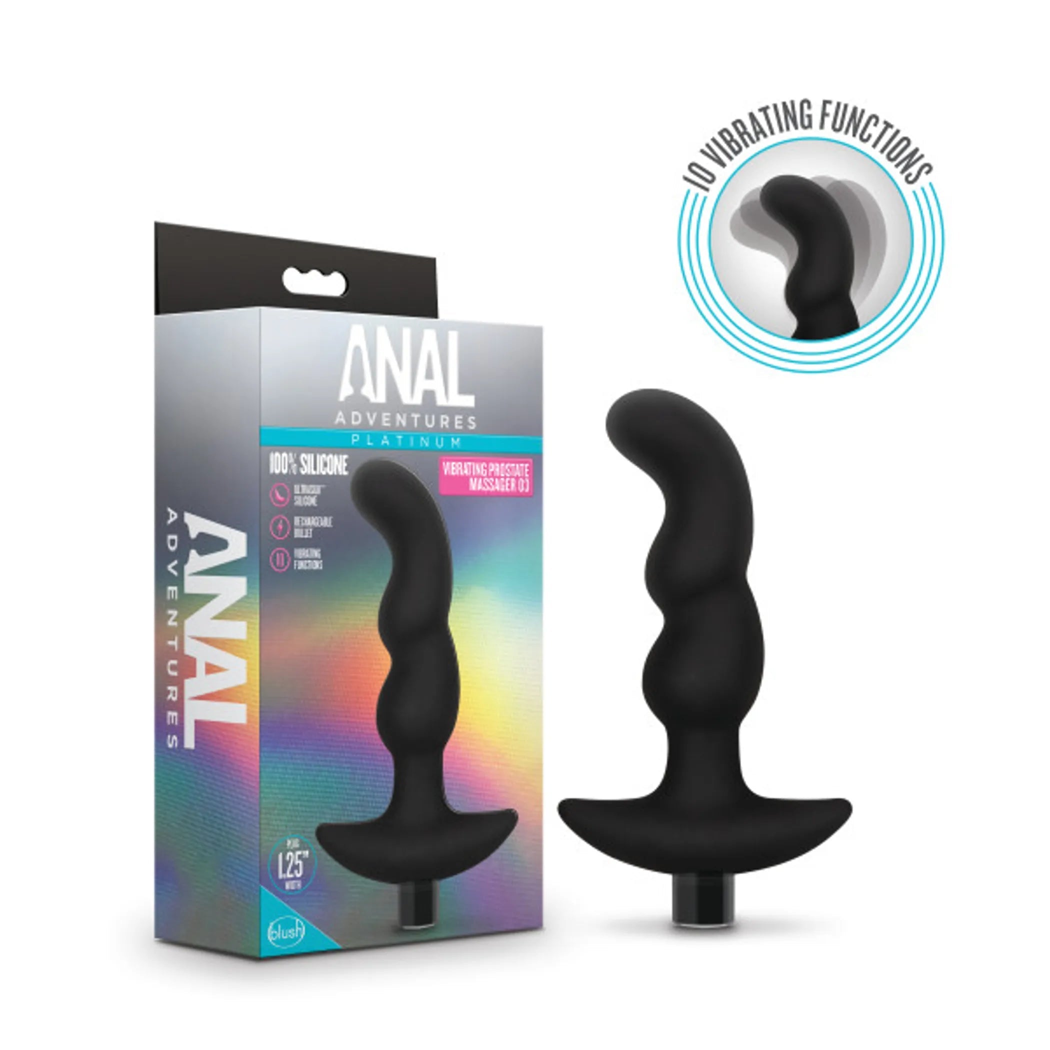 Anal Adventures Platinum Silicone Prostate Massager 03 Black Blush Novelties