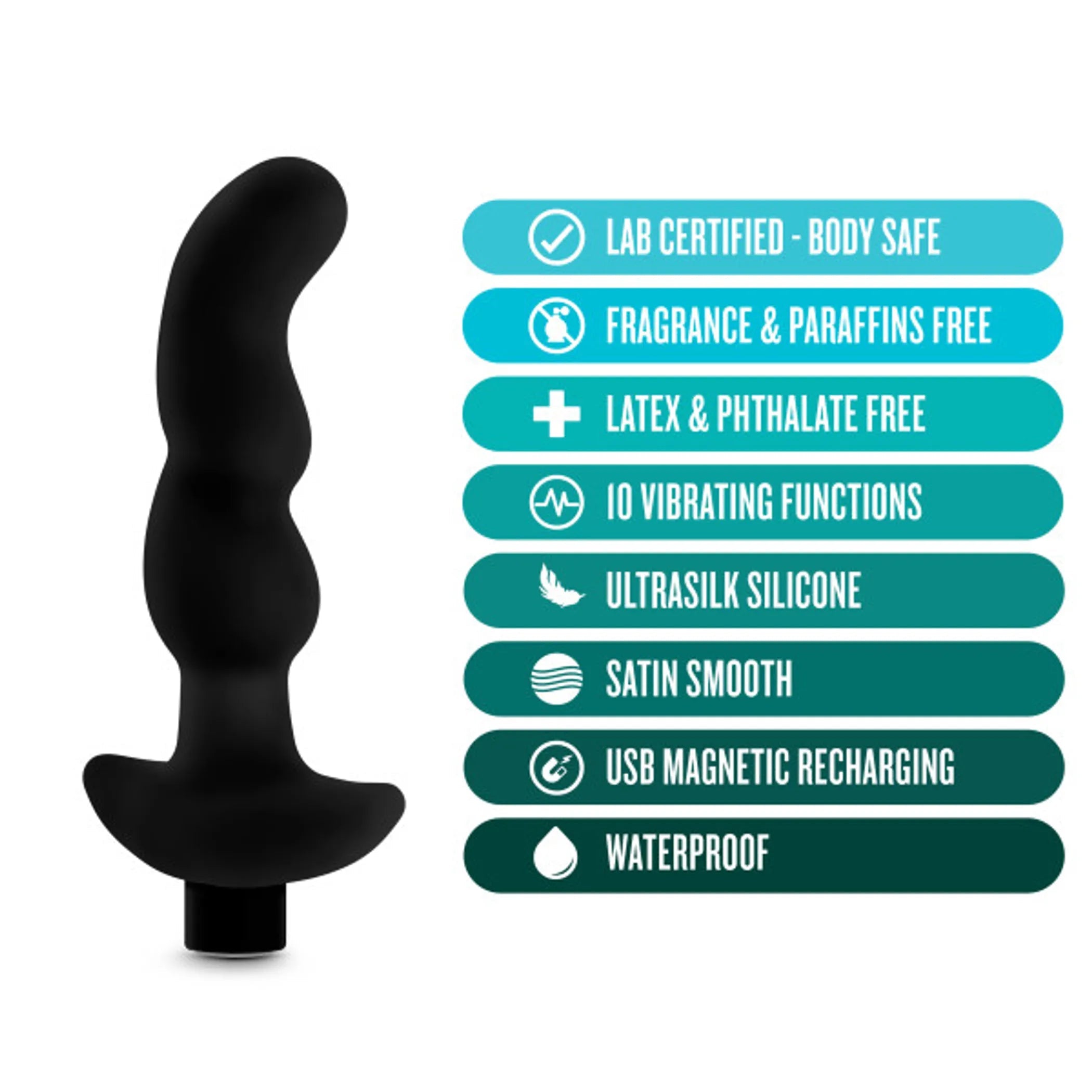 Anal Adventures Platinum Silicone Prostate Massager 03 Black Blush Novelties