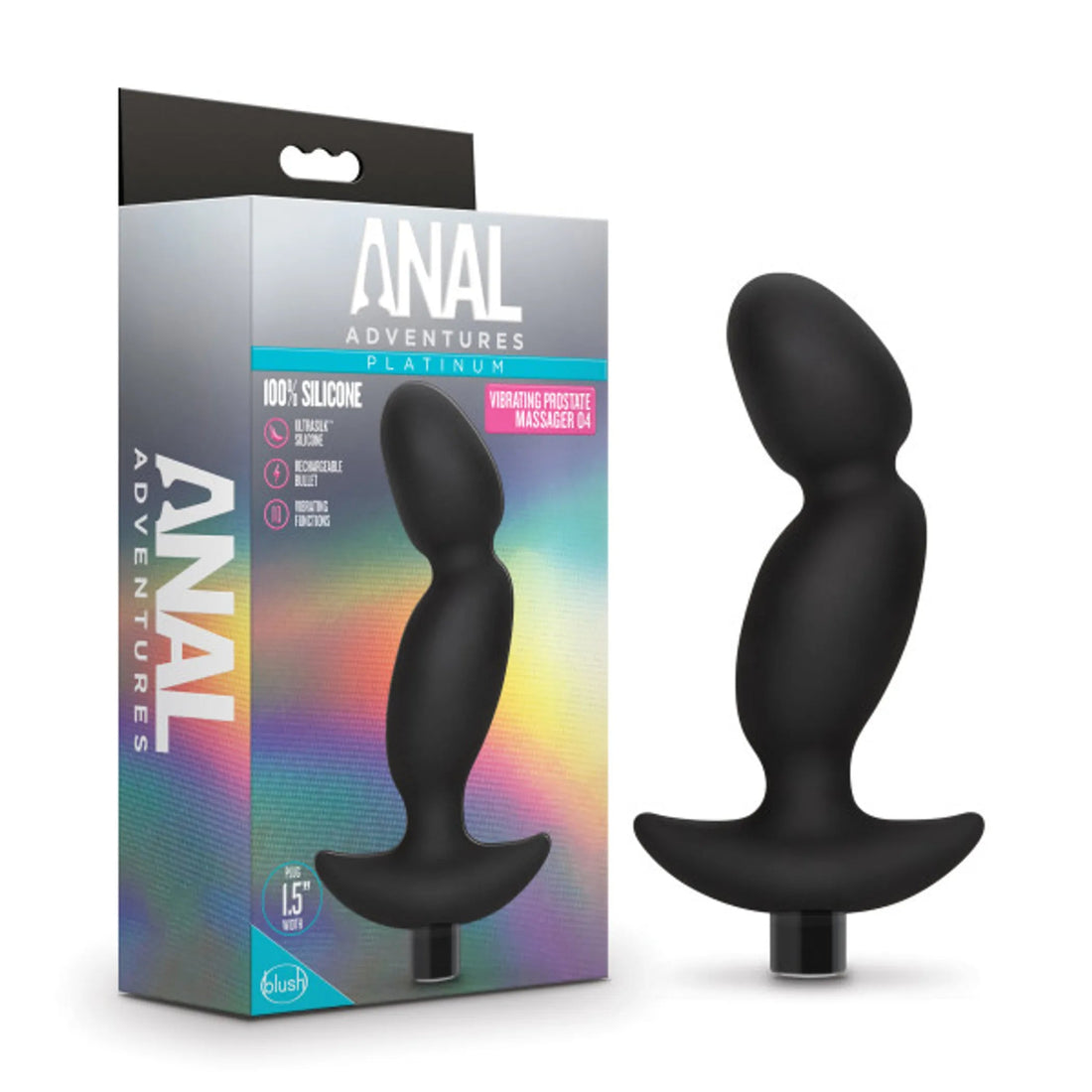 Anal Adventures Platinum Silicone Vibrating Prostate Massager 04 Black Blush Novelties