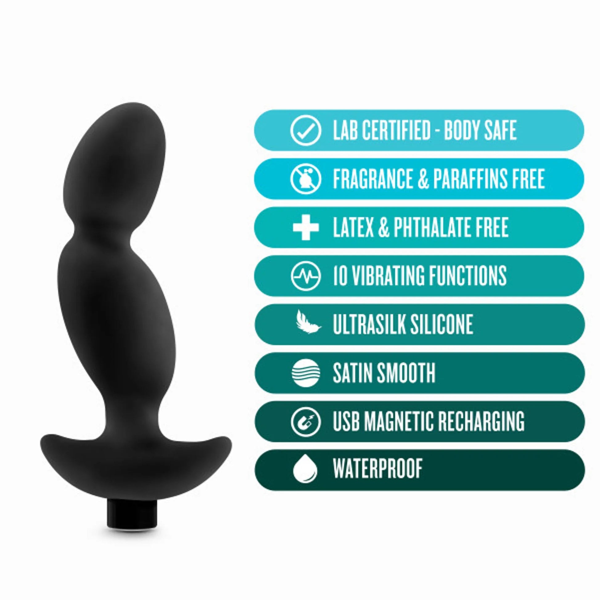 Anal Adventures Platinum Silicone Vibrating Prostate Massager 04 Black Blush Novelties